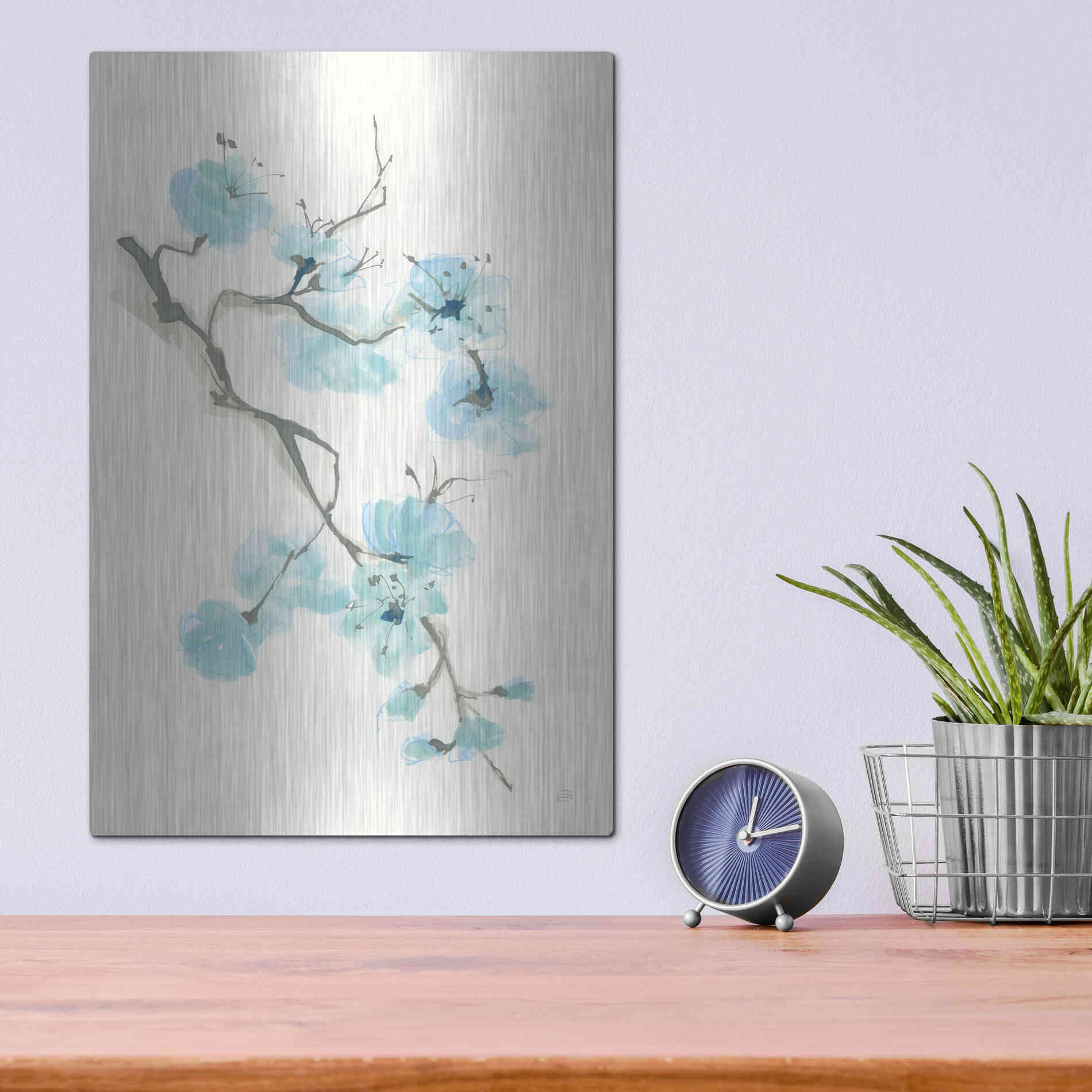 Luxe Metal Art 'Tinted Branch I' by Chris Paschke, Metal Wall Art,12x16