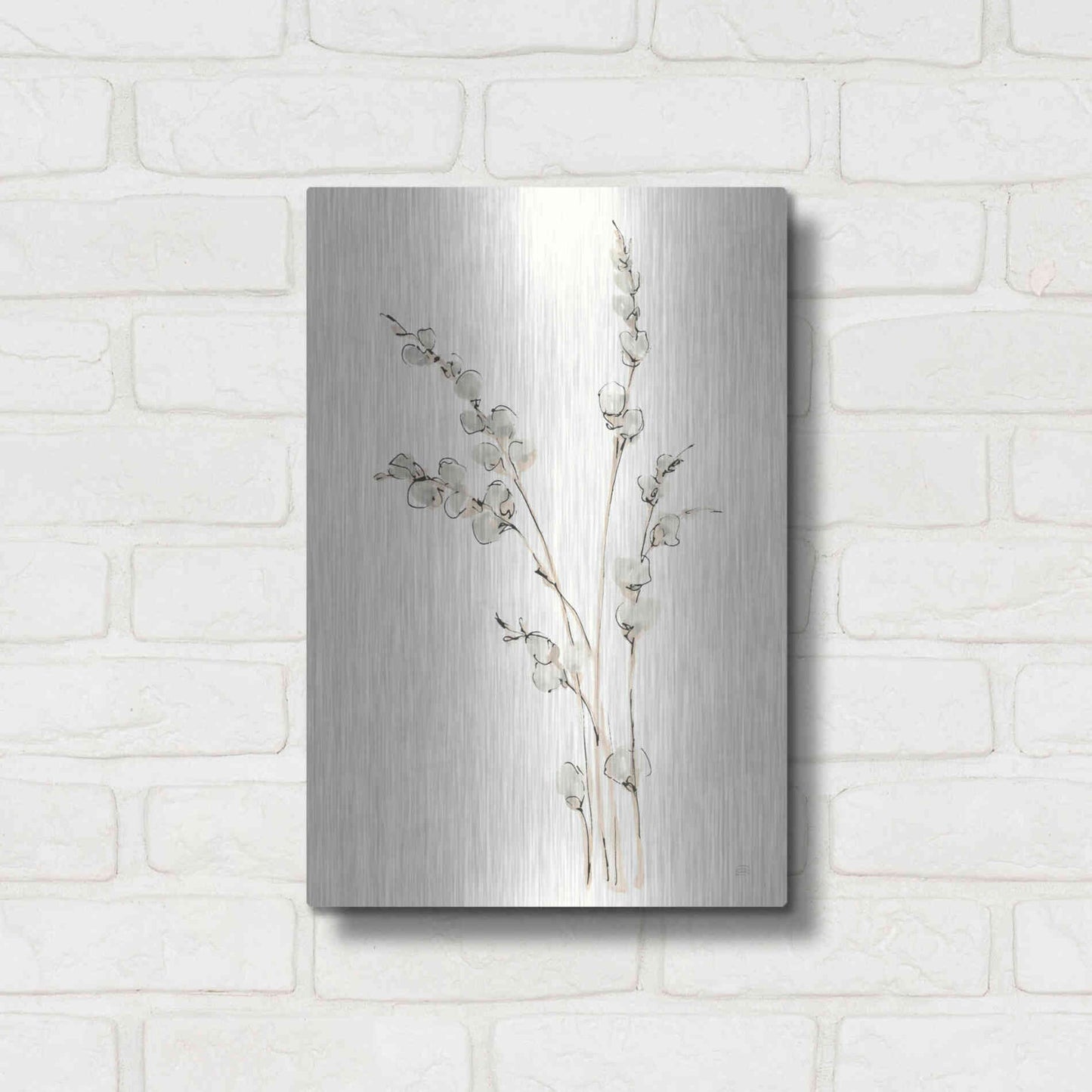 Luxe Metal Art 'Pussy Willows IV' by Chris Paschke, Metal Wall Art,12x16