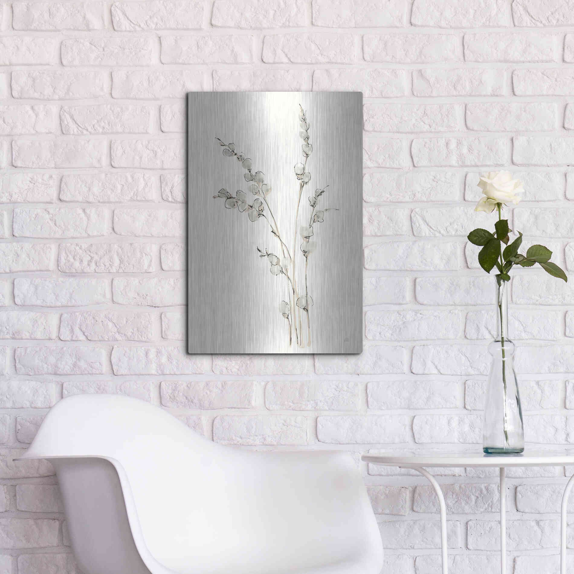 Luxe Metal Art 'Pussy Willows IV' by Chris Paschke, Metal Wall Art,16x24