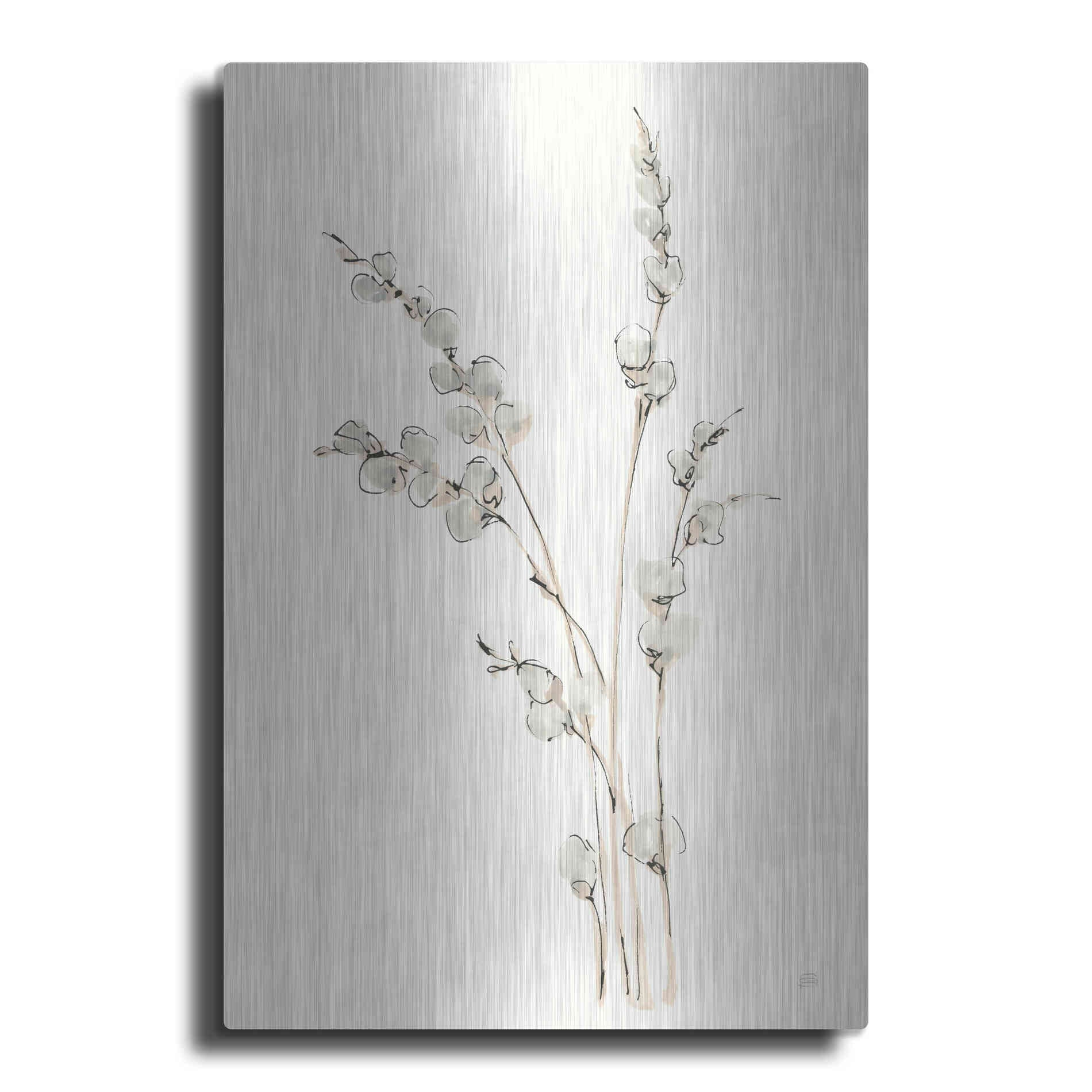 Luxe Metal Art 'Pussy Willows IV' by Chris Paschke, Metal Wall Art