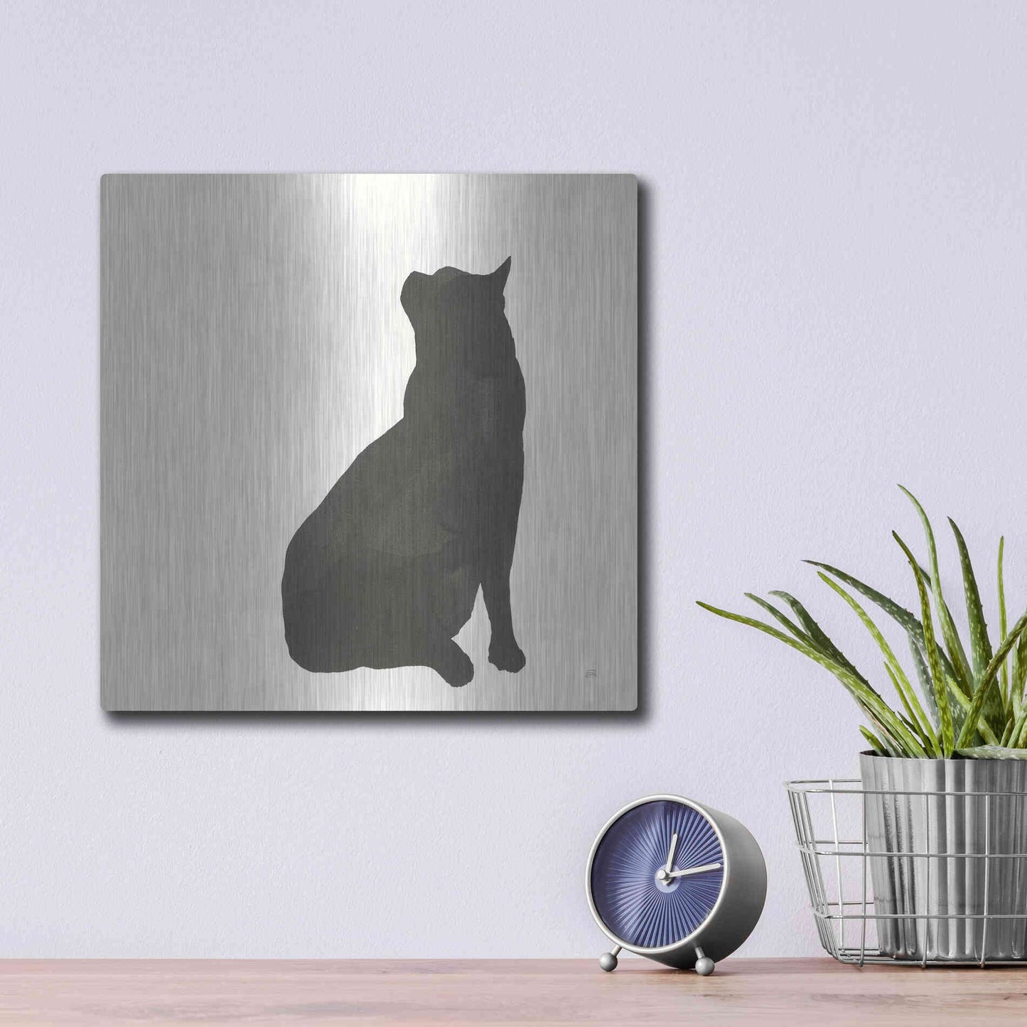 Luxe Metal Art 'Black Cat II' by Chris Paschke, Metal Wall Art,12x12
