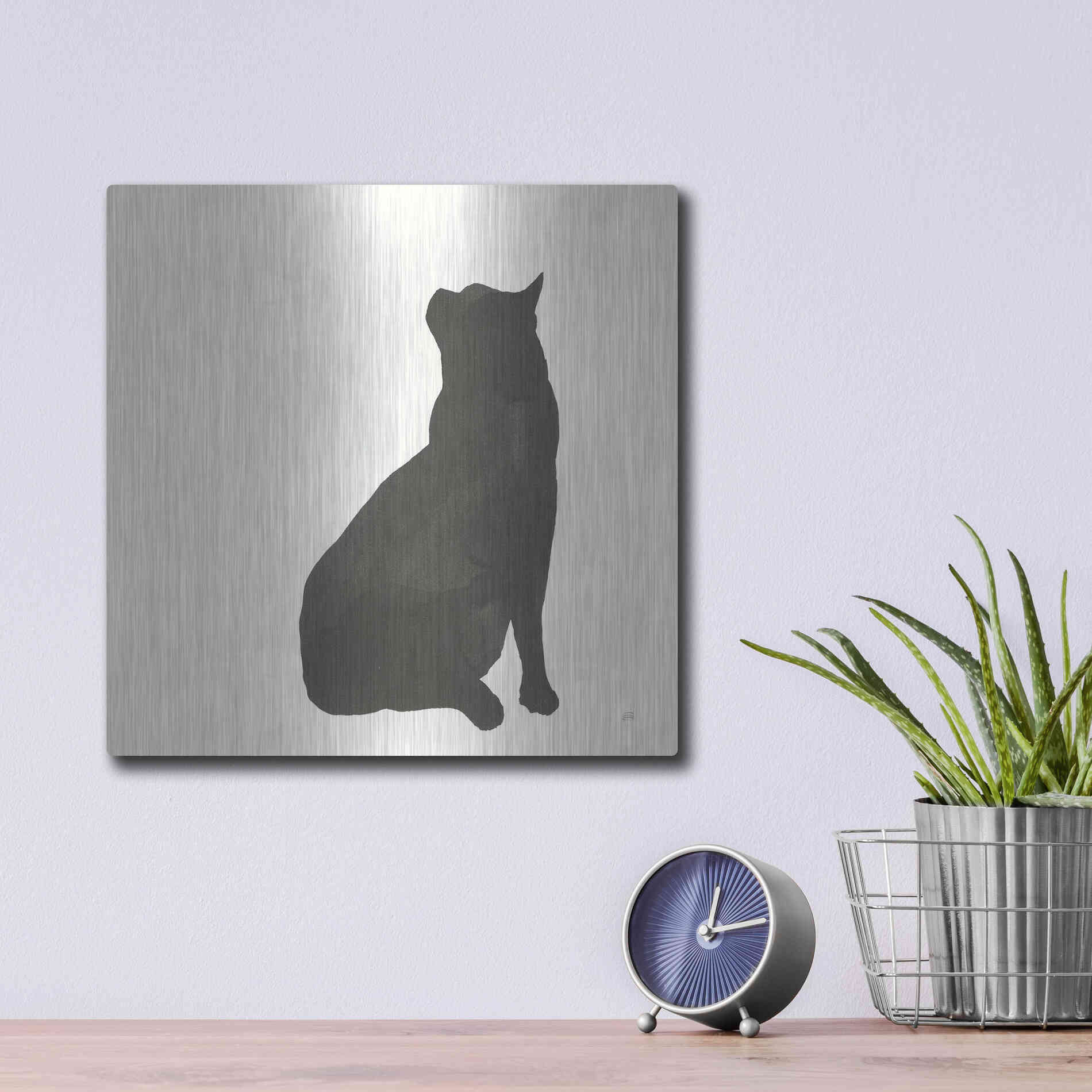 Luxe Metal Art 'Black Cat II' by Chris Paschke, Metal Wall Art,12x12