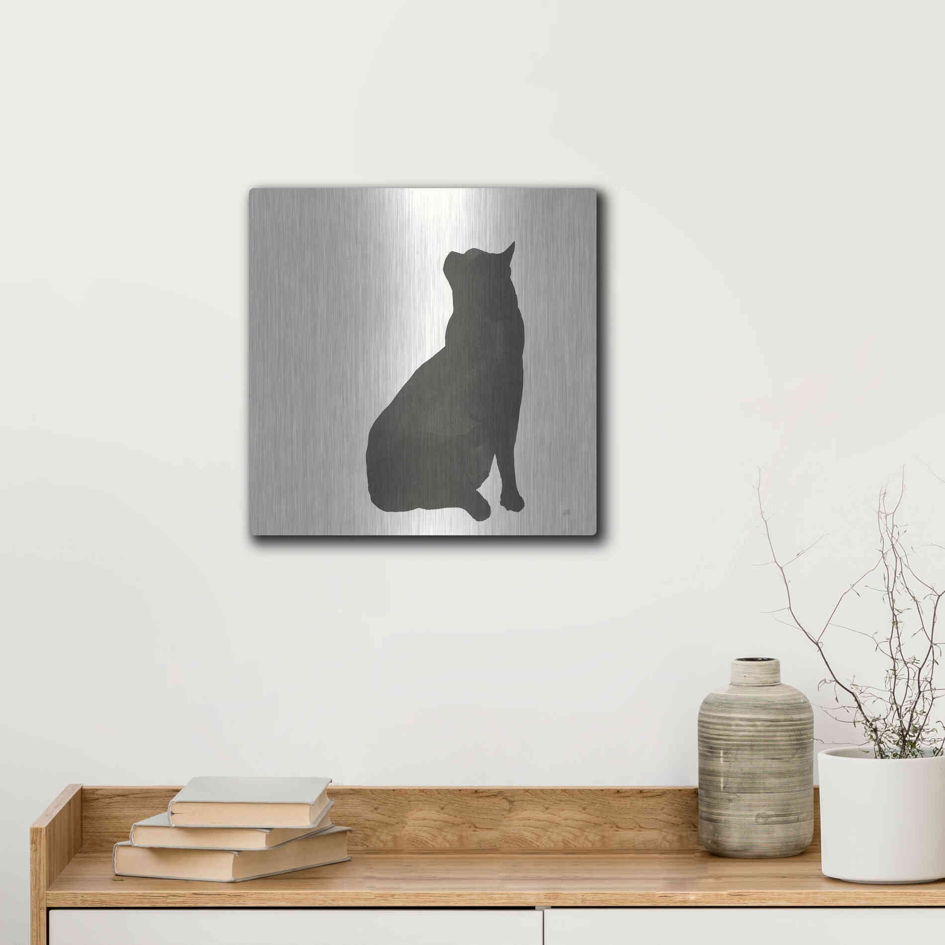 Luxe Metal Art 'Black Cat II' by Chris Paschke, Metal Wall Art,12x12