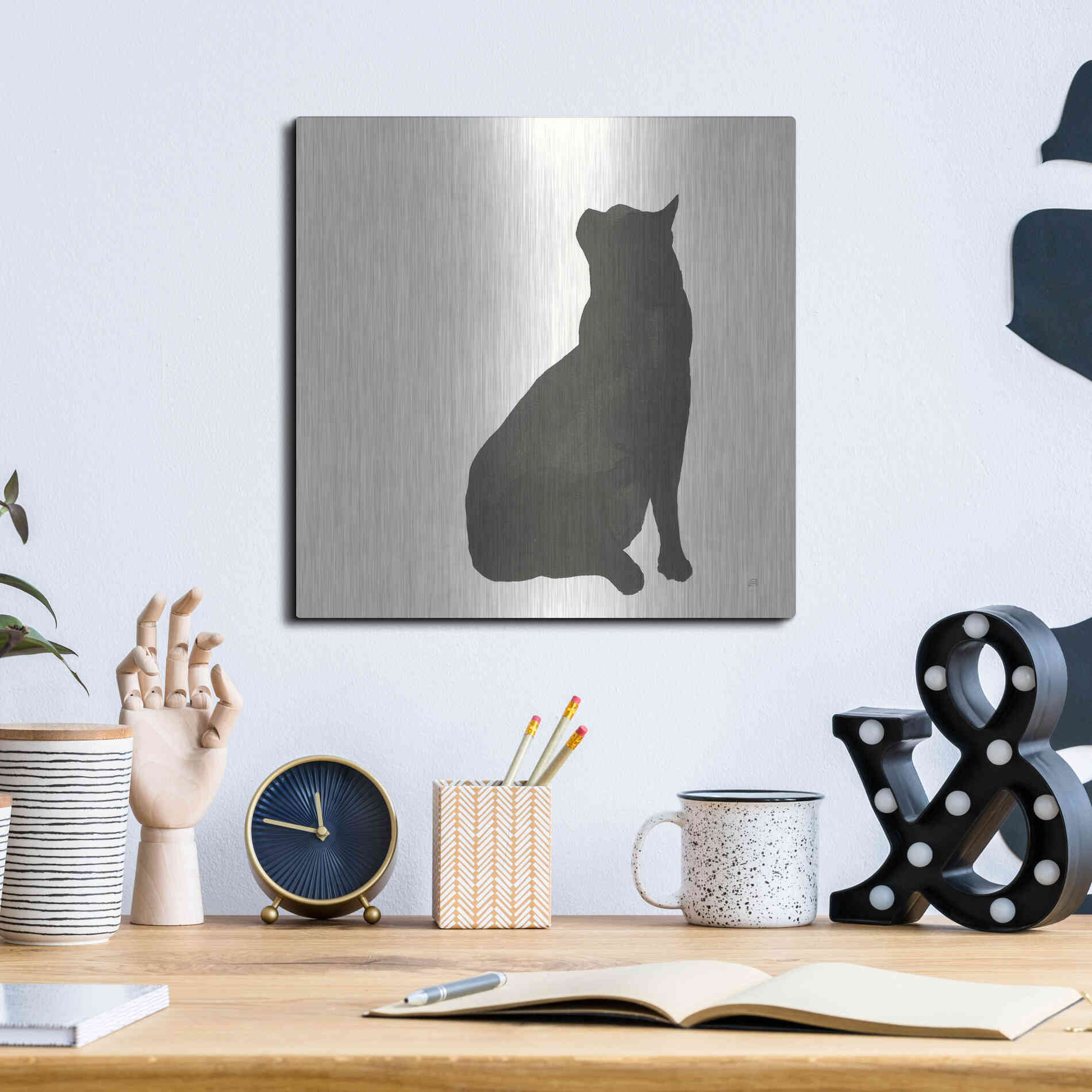 Luxe Metal Art 'Black Cat II' by Chris Paschke, Metal Wall Art,12x12