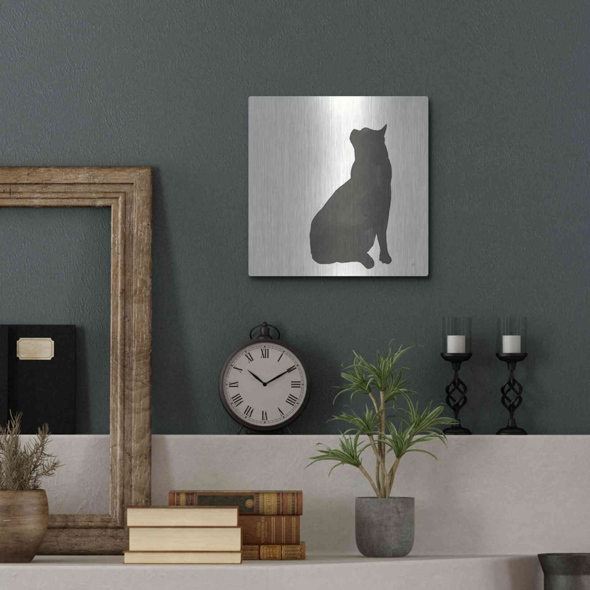 Luxe Metal Art 'Black Cat II' by Chris Paschke, Metal Wall Art,12x12