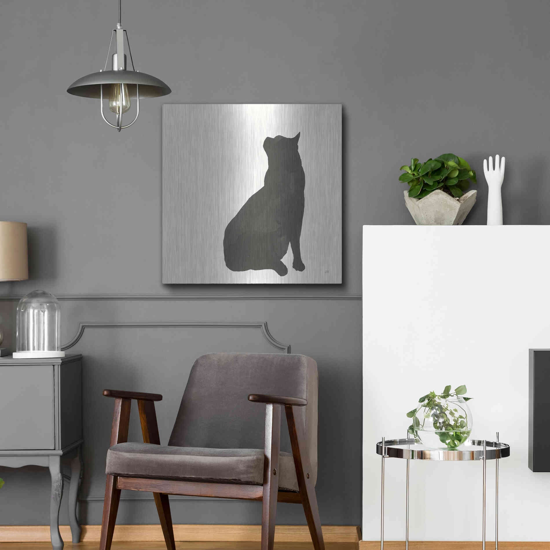 Luxe Metal Art 'Black Cat II' by Chris Paschke, Metal Wall Art,24x24