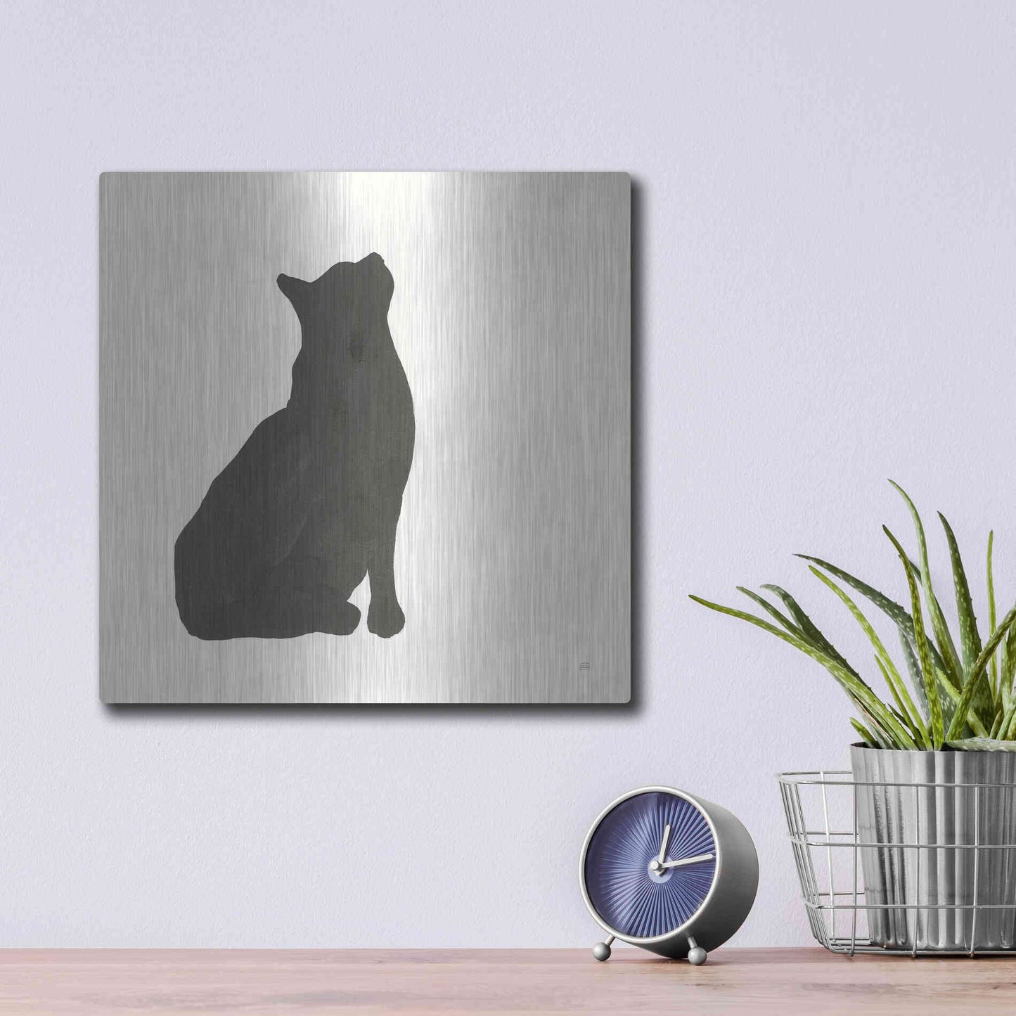 Luxe Metal Art 'Black Cat III' by Chris Paschke, Metal Wall Art,12x12