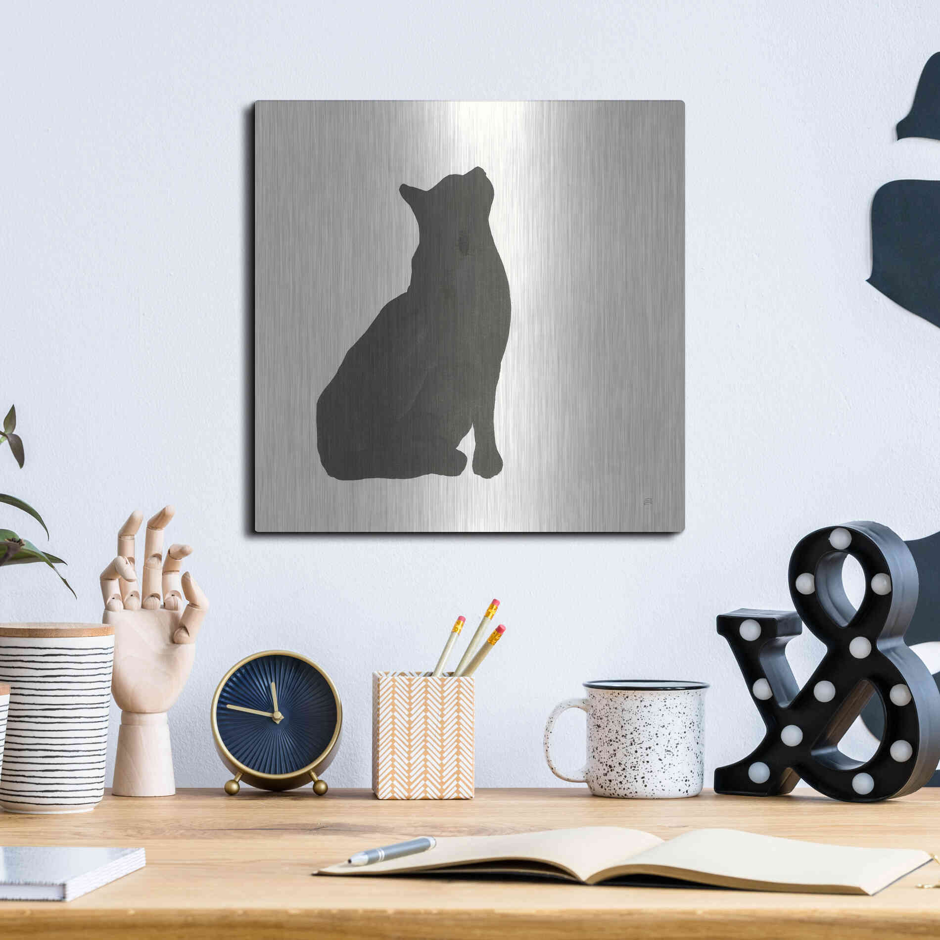 Luxe Metal Art 'Black Cat III' by Chris Paschke, Metal Wall Art,12x12