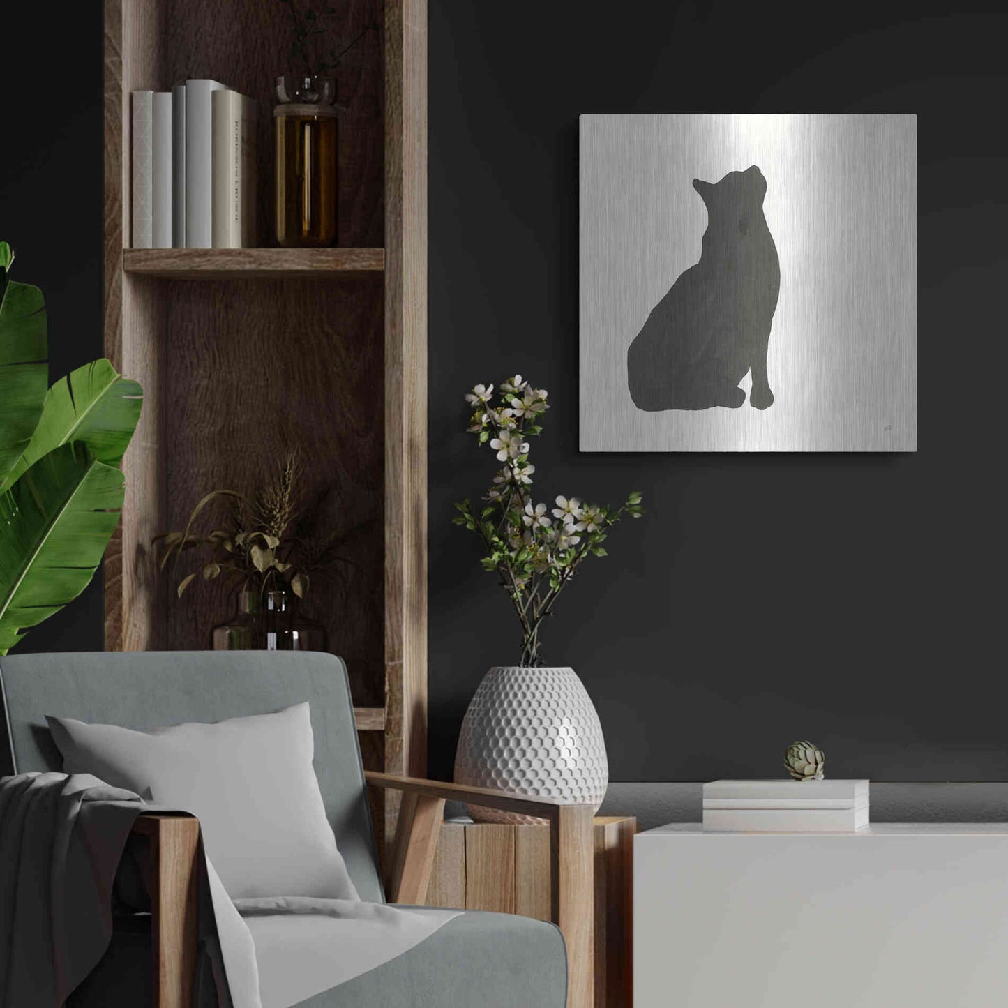 Luxe Metal Art 'Black Cat III' by Chris Paschke, Metal Wall Art,24x24