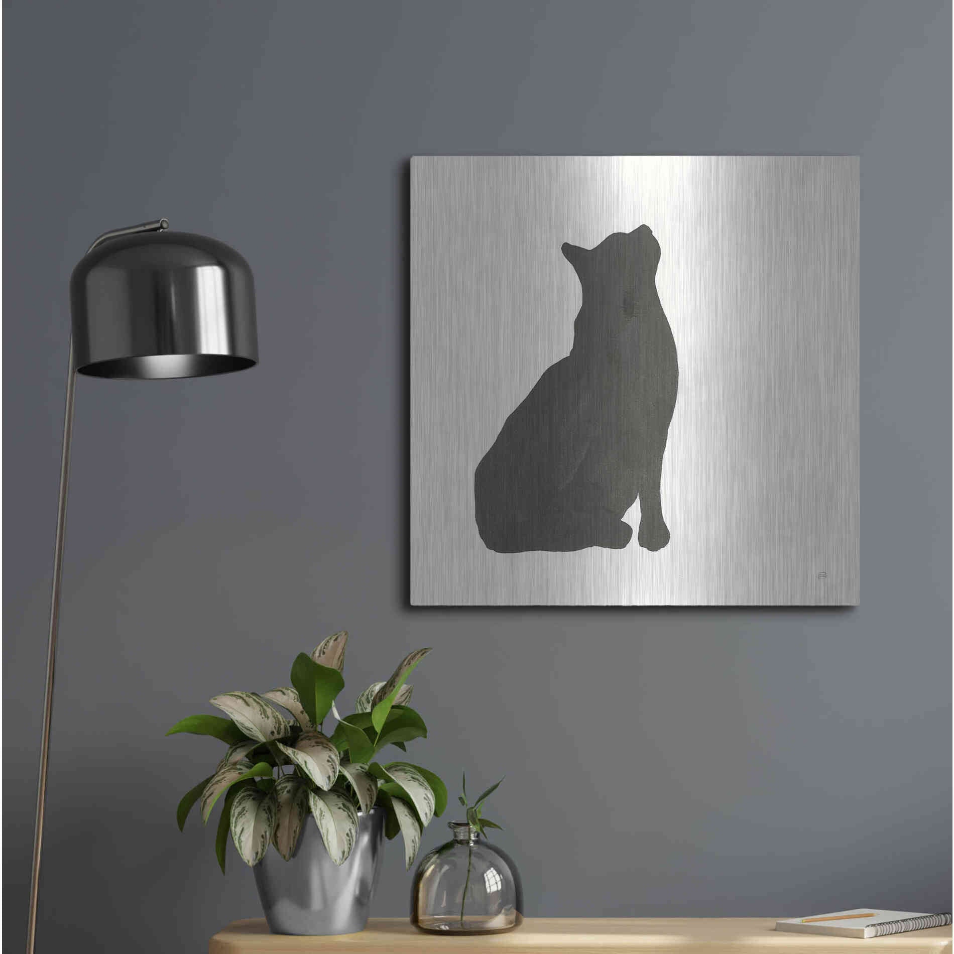 Luxe Metal Art 'Black Cat III' by Chris Paschke, Metal Wall Art,24x24