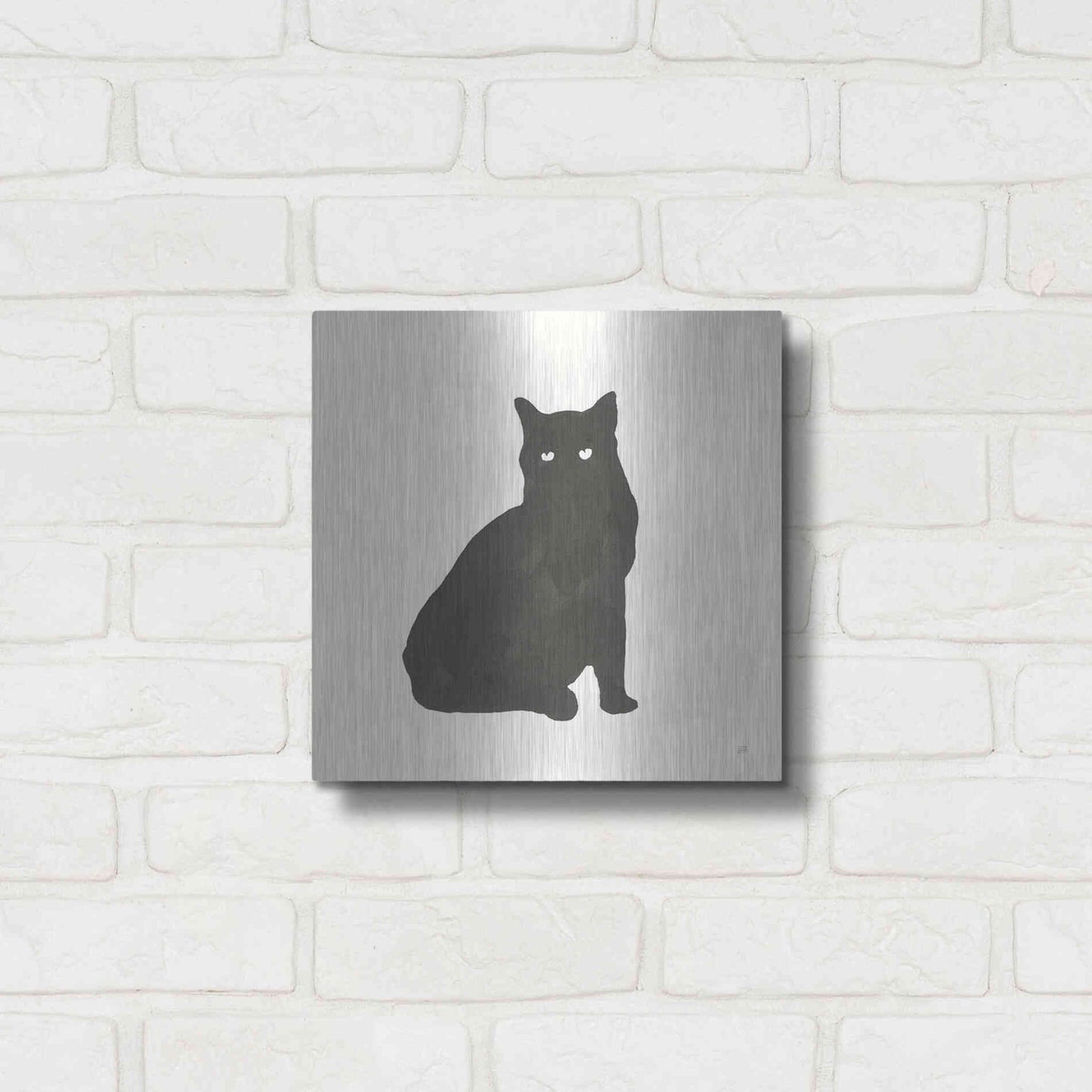 Luxe Metal Art 'Black Cat V' by Chris Paschke, Metal Wall Art,12x12