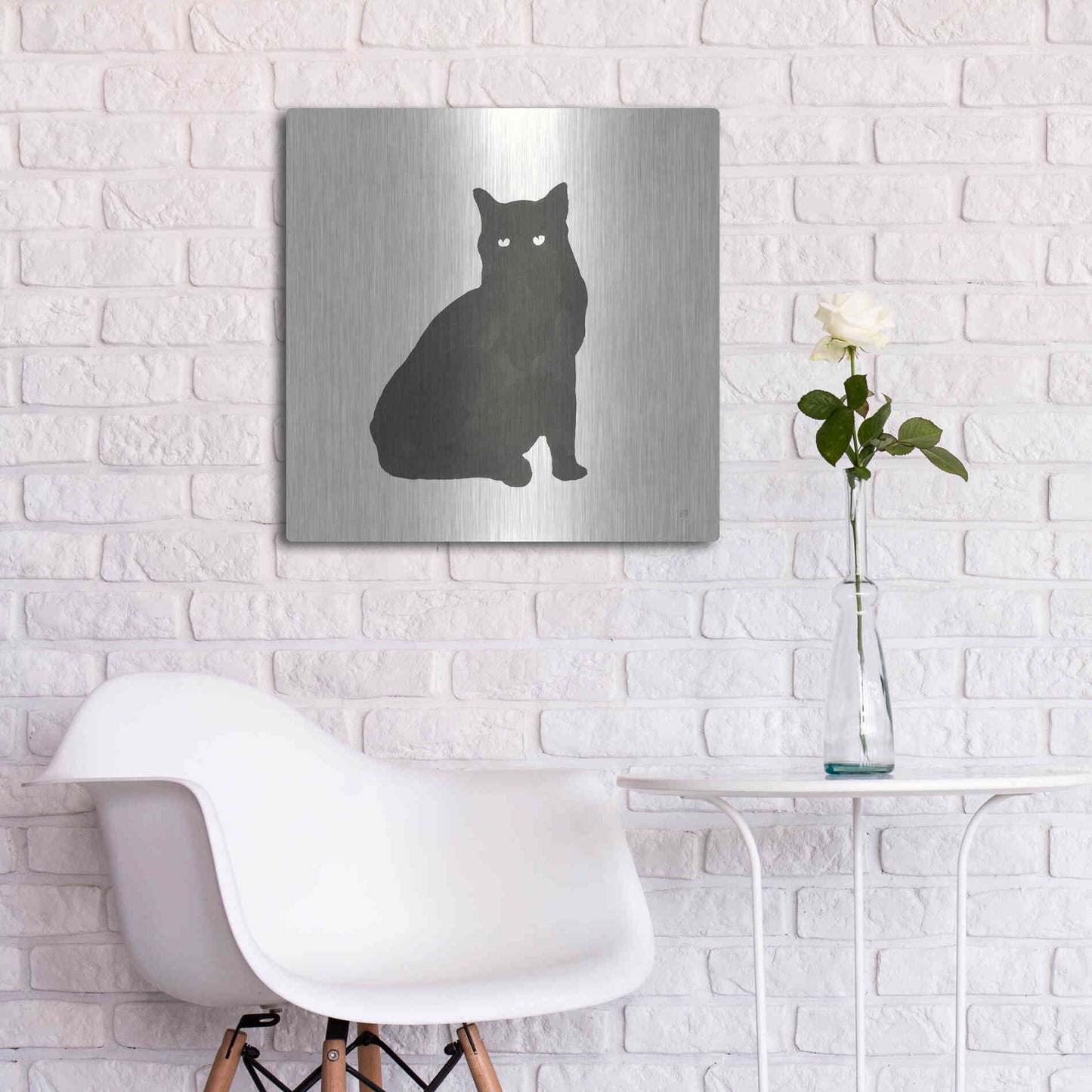 Luxe Metal Art 'Black Cat V' by Chris Paschke, Metal Wall Art,24x24