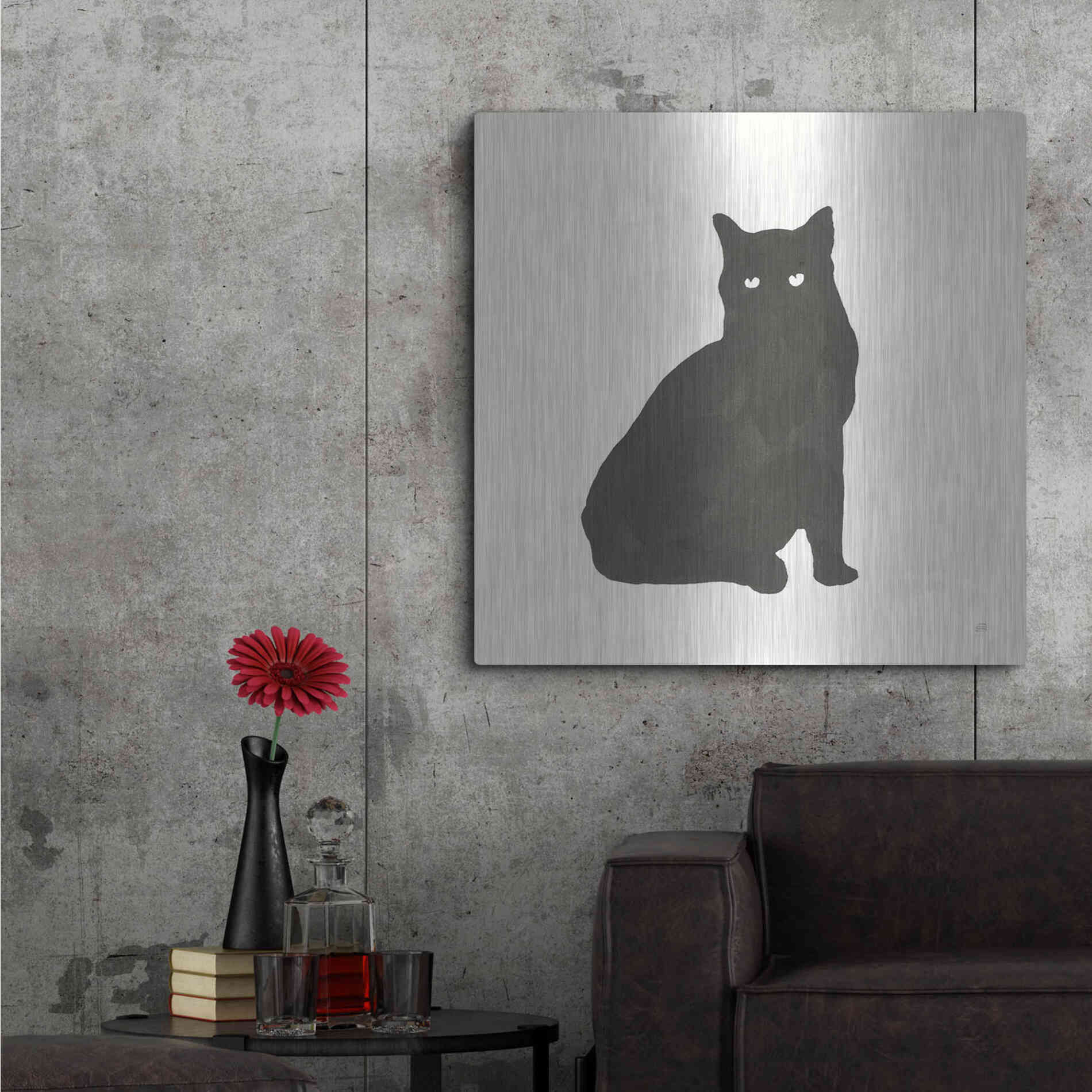 Luxe Metal Art 'Black Cat V' by Chris Paschke, Metal Wall Art,36x36