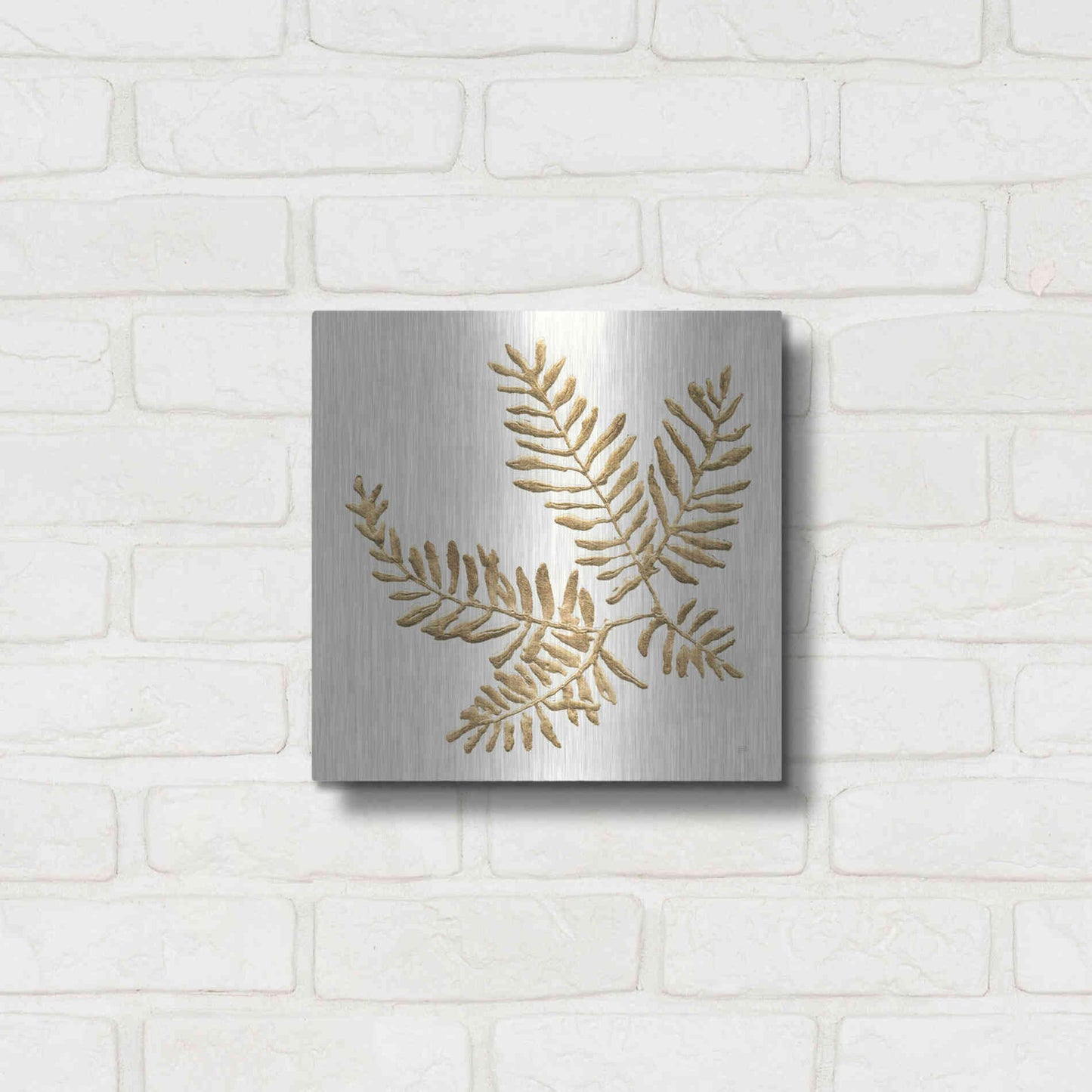 Luxe Metal Art 'Gilded Fern II' by Chris Paschke, Metal Wall Art,12x12