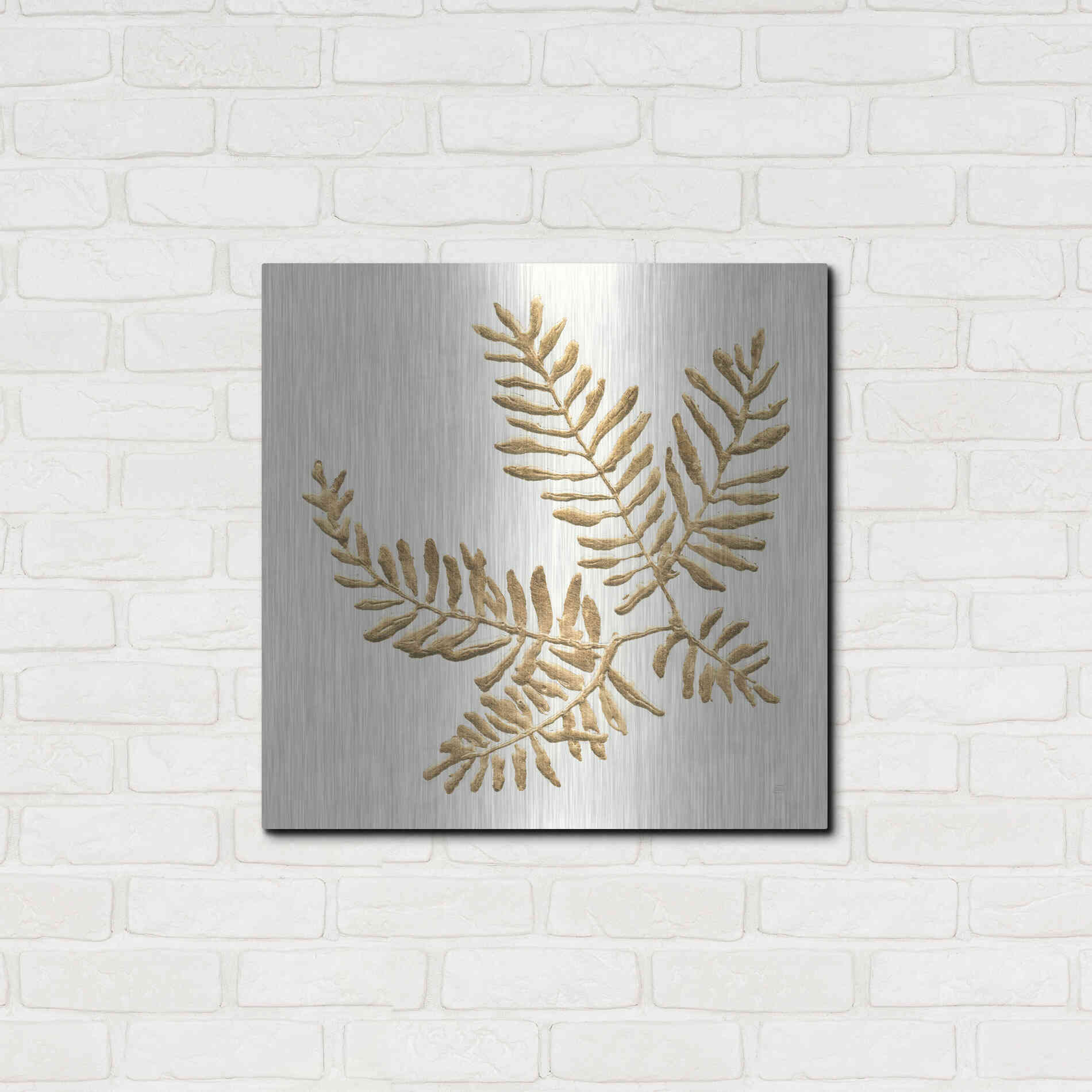 Luxe Metal Art 'Gilded Fern II' by Chris Paschke, Metal Wall Art,24x24