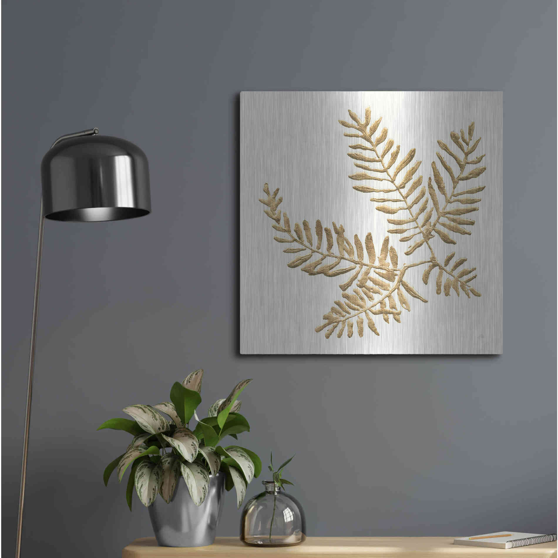 Luxe Metal Art 'Gilded Fern II' by Chris Paschke, Metal Wall Art,24x24