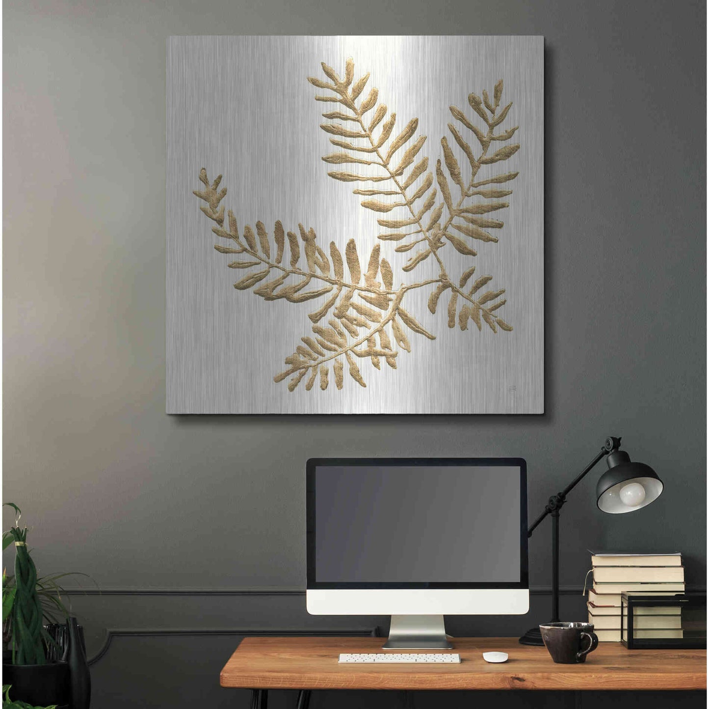 Luxe Metal Art 'Gilded Fern II' by Chris Paschke, Metal Wall Art,36x36