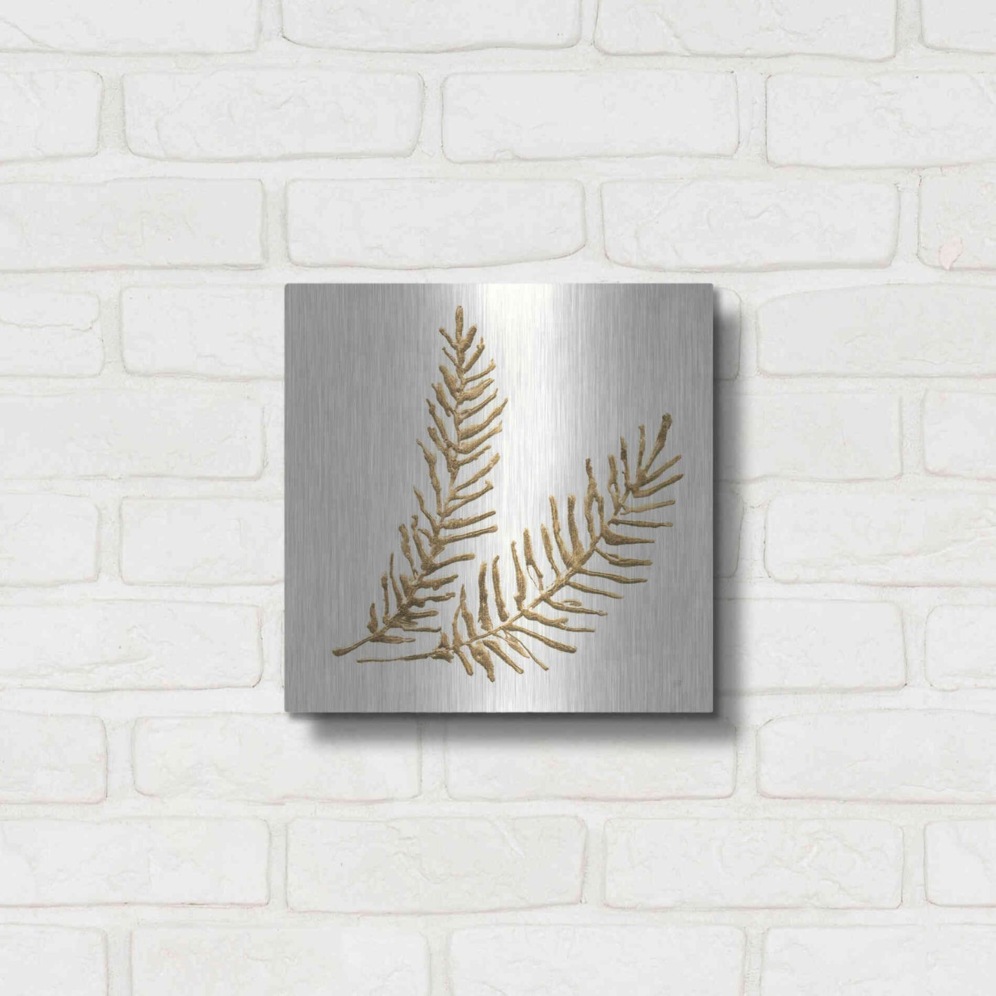 Luxe Metal Art 'Gilded Fern IV' by Chris Paschke, Metal Wall Art,12x12