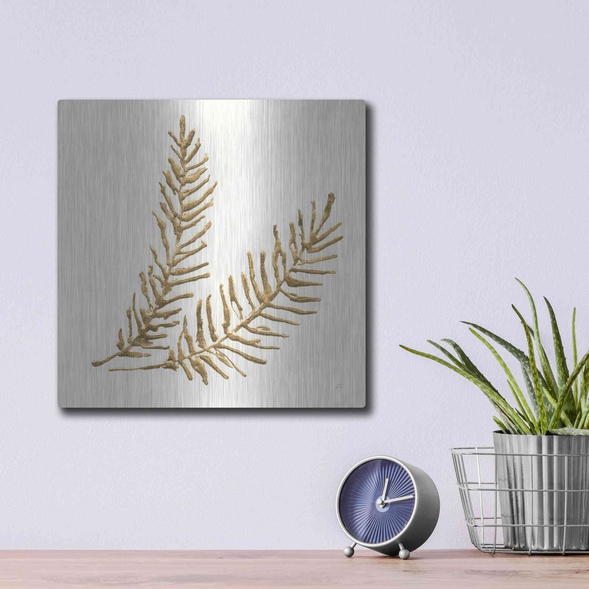 Luxe Metal Art 'Gilded Fern IV' by Chris Paschke, Metal Wall Art,12x12