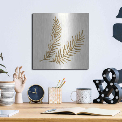 Luxe Metal Art 'Gilded Fern IV' by Chris Paschke, Metal Wall Art,12x12