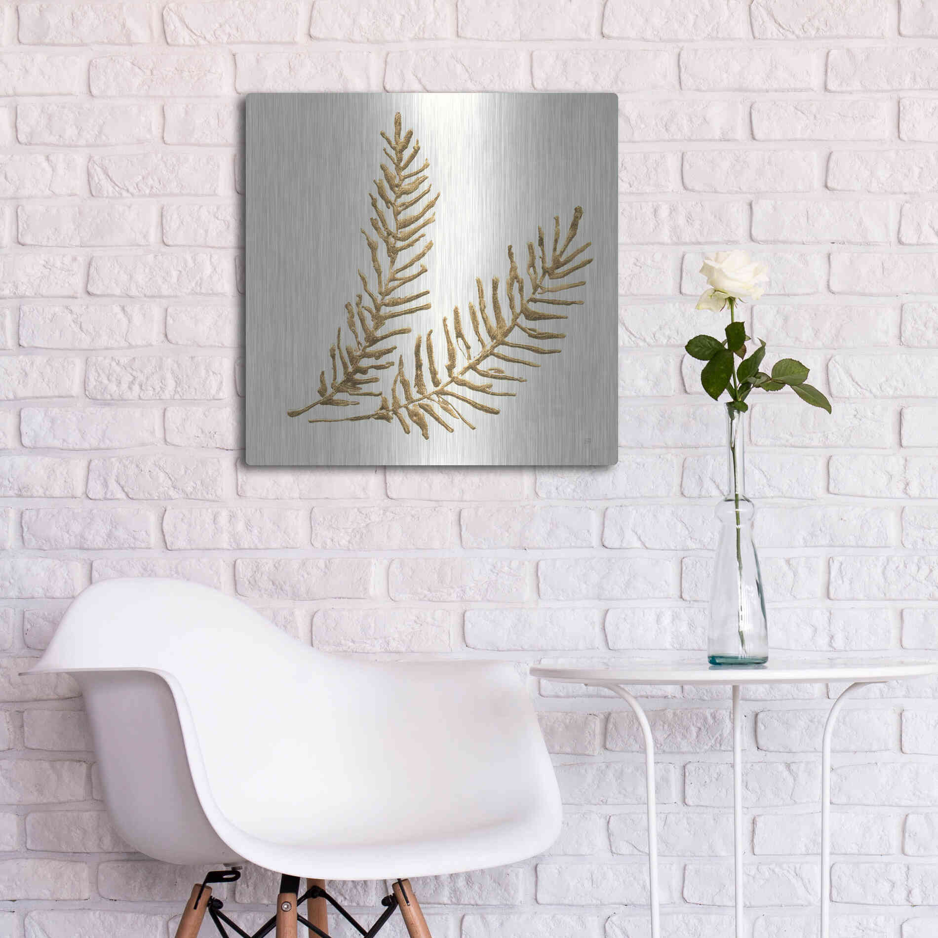 Luxe Metal Art 'Gilded Fern IV' by Chris Paschke, Metal Wall Art,24x24