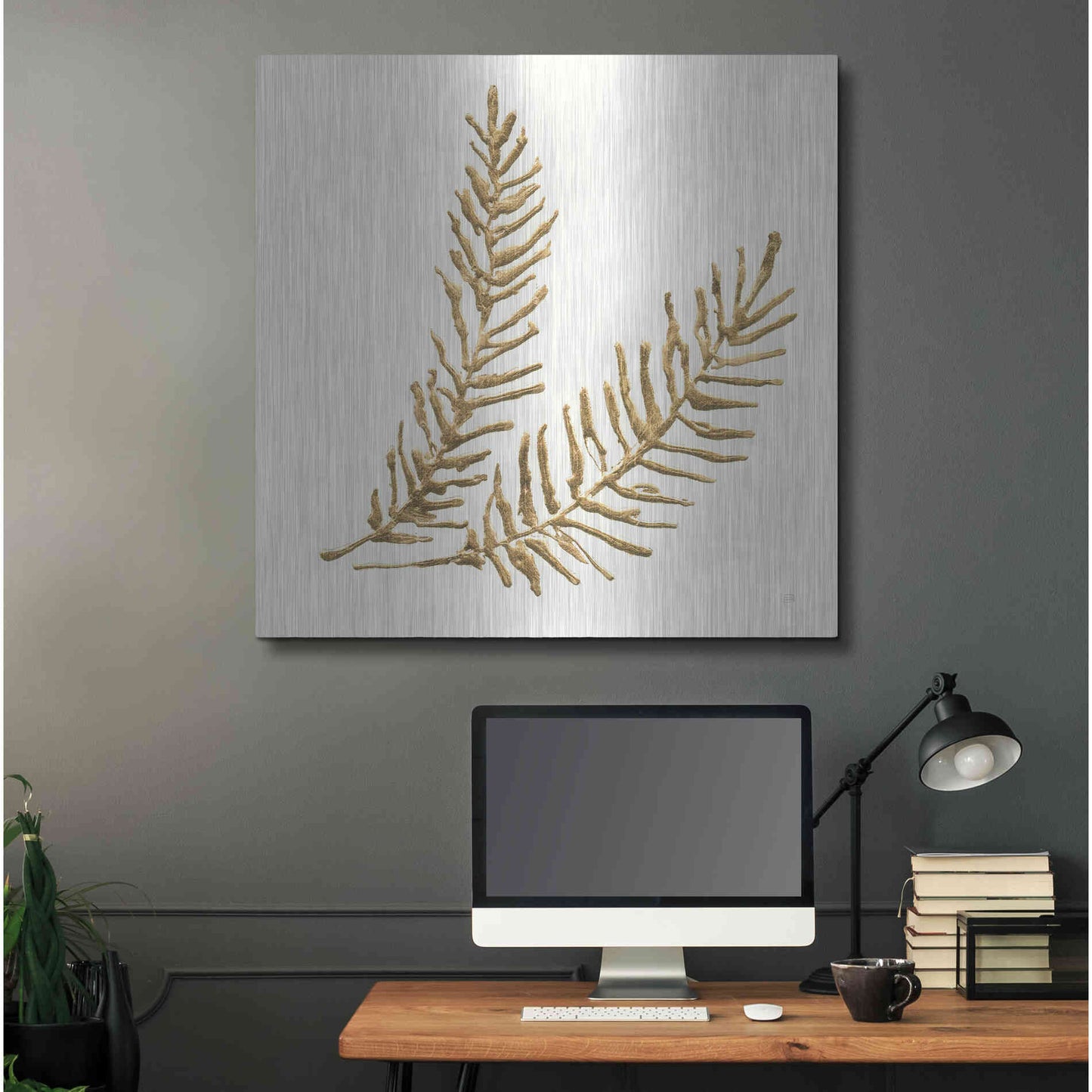 Luxe Metal Art 'Gilded Fern IV' by Chris Paschke, Metal Wall Art,36x36