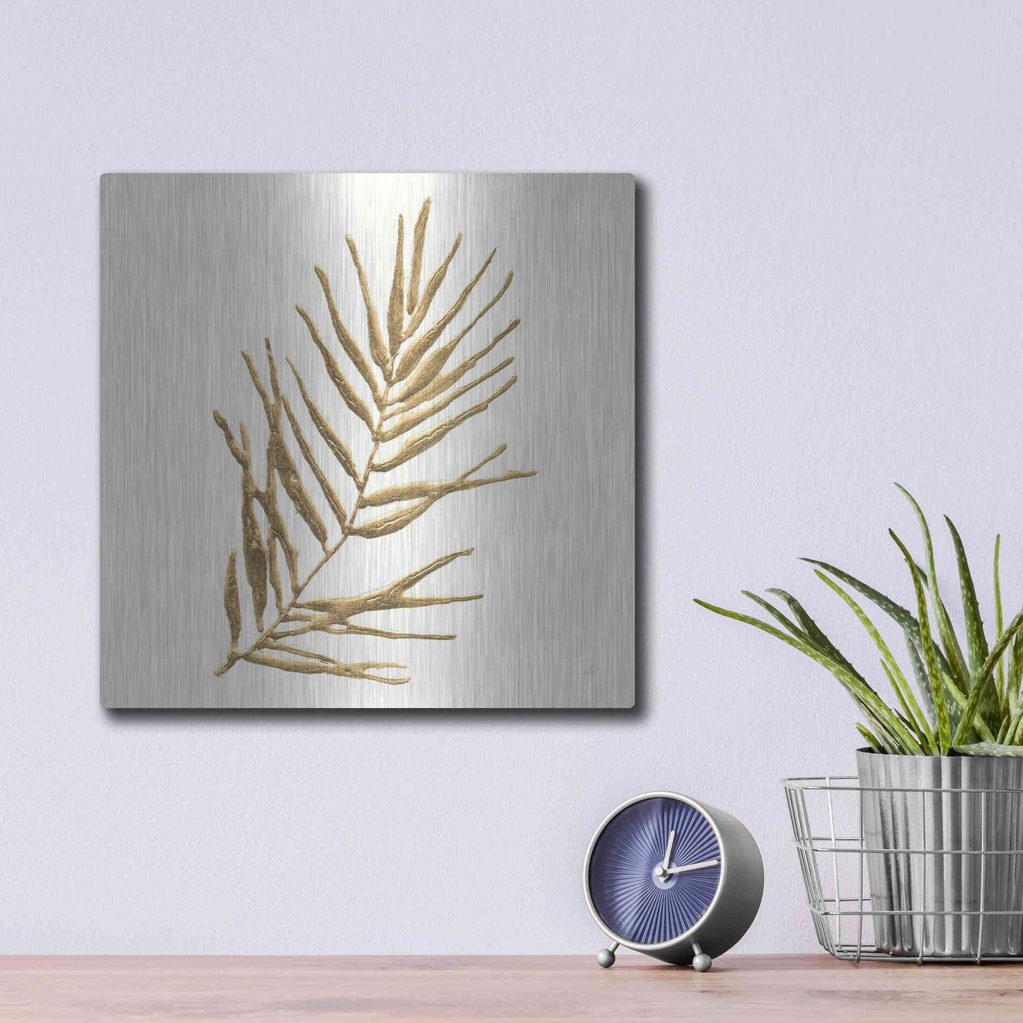 Luxe Metal Art 'Gilded Palm I' by Chris Paschke, Metal Wall Art,12x12