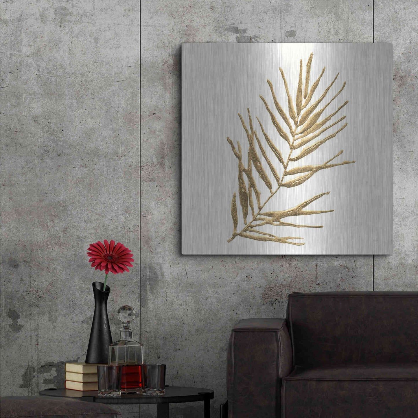 Luxe Metal Art 'Gilded Palm I' by Chris Paschke, Metal Wall Art,36x36