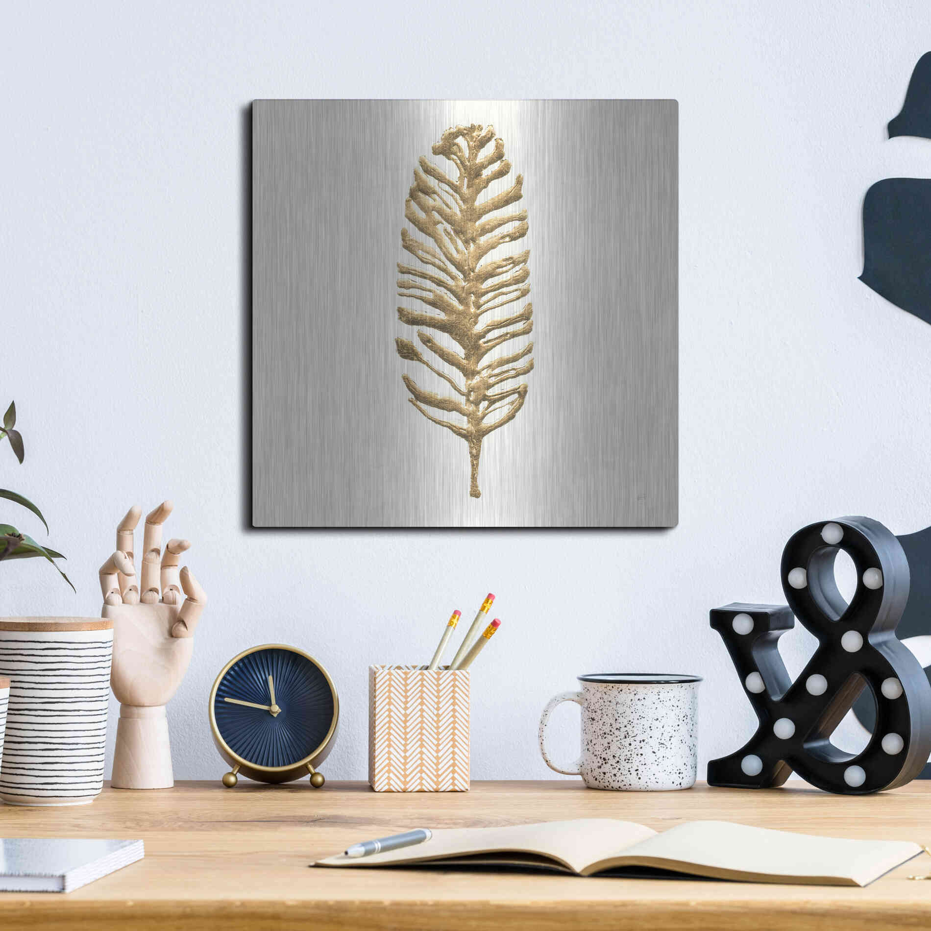 Luxe Metal Art 'Gilded Palm III' by Chris Paschke, Metal Wall Art,12x12