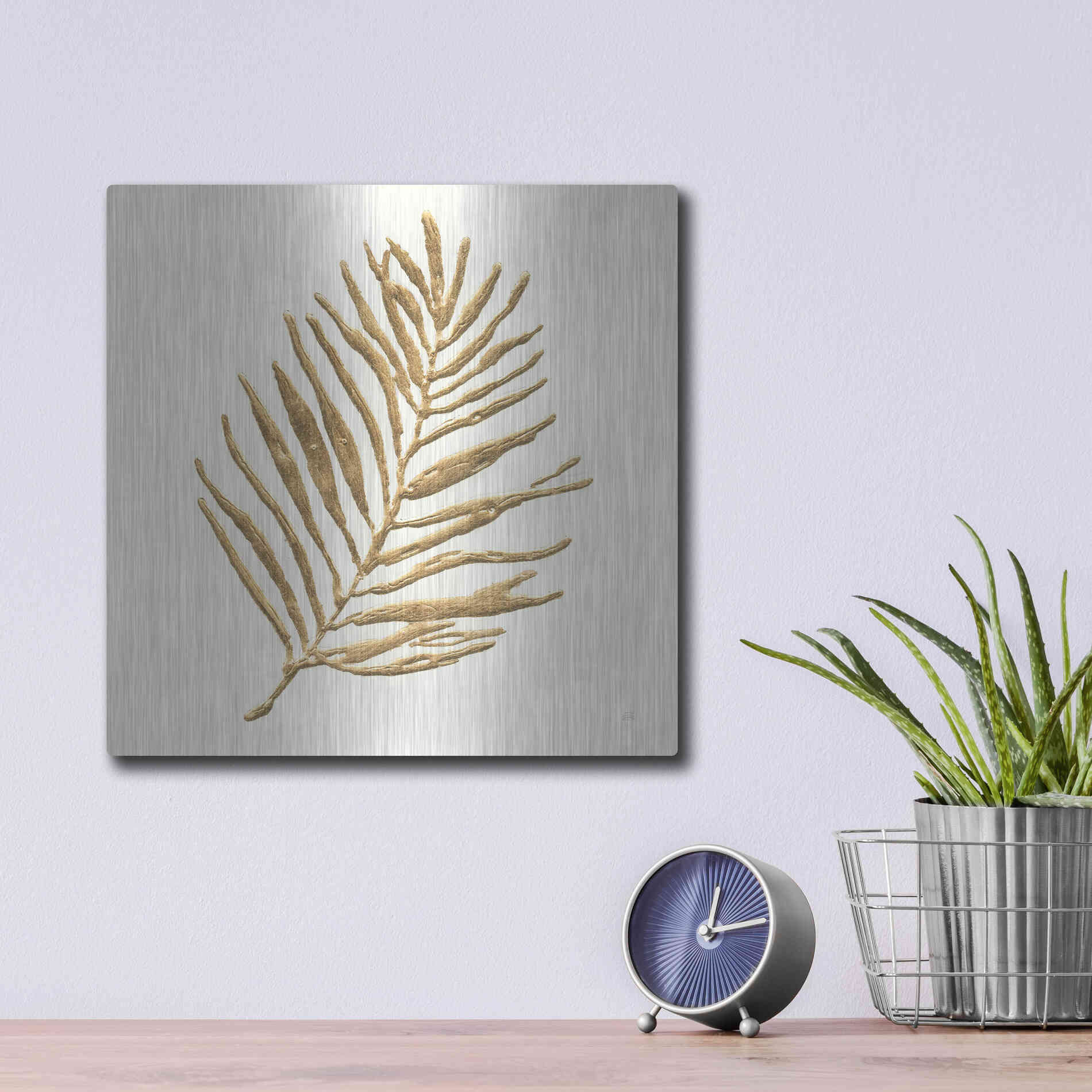 Luxe Metal Art 'Gilded Palm V' by Chris Paschke, Metal Wall Art,12x12