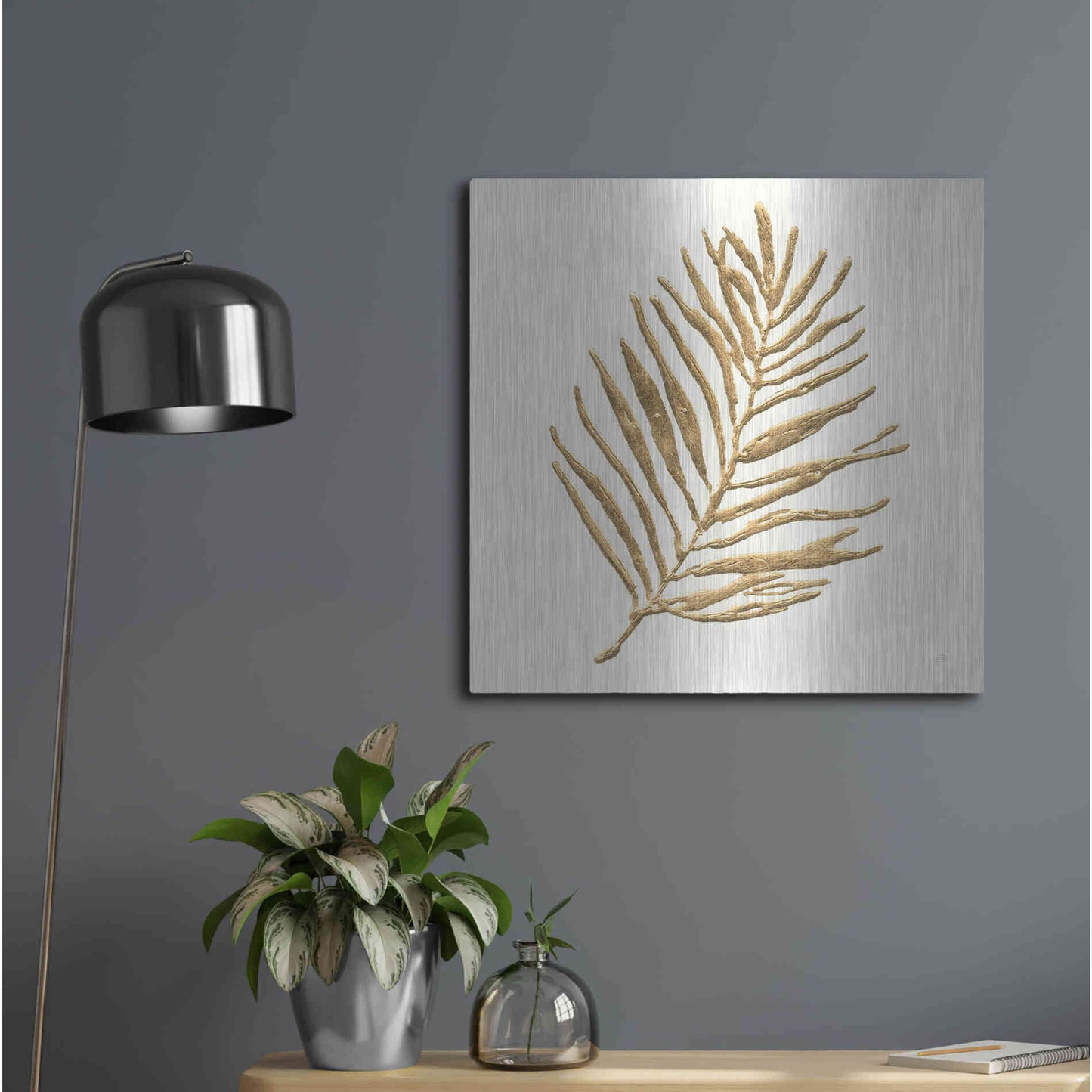 Luxe Metal Art 'Gilded Palm V' by Chris Paschke, Metal Wall Art,24x24