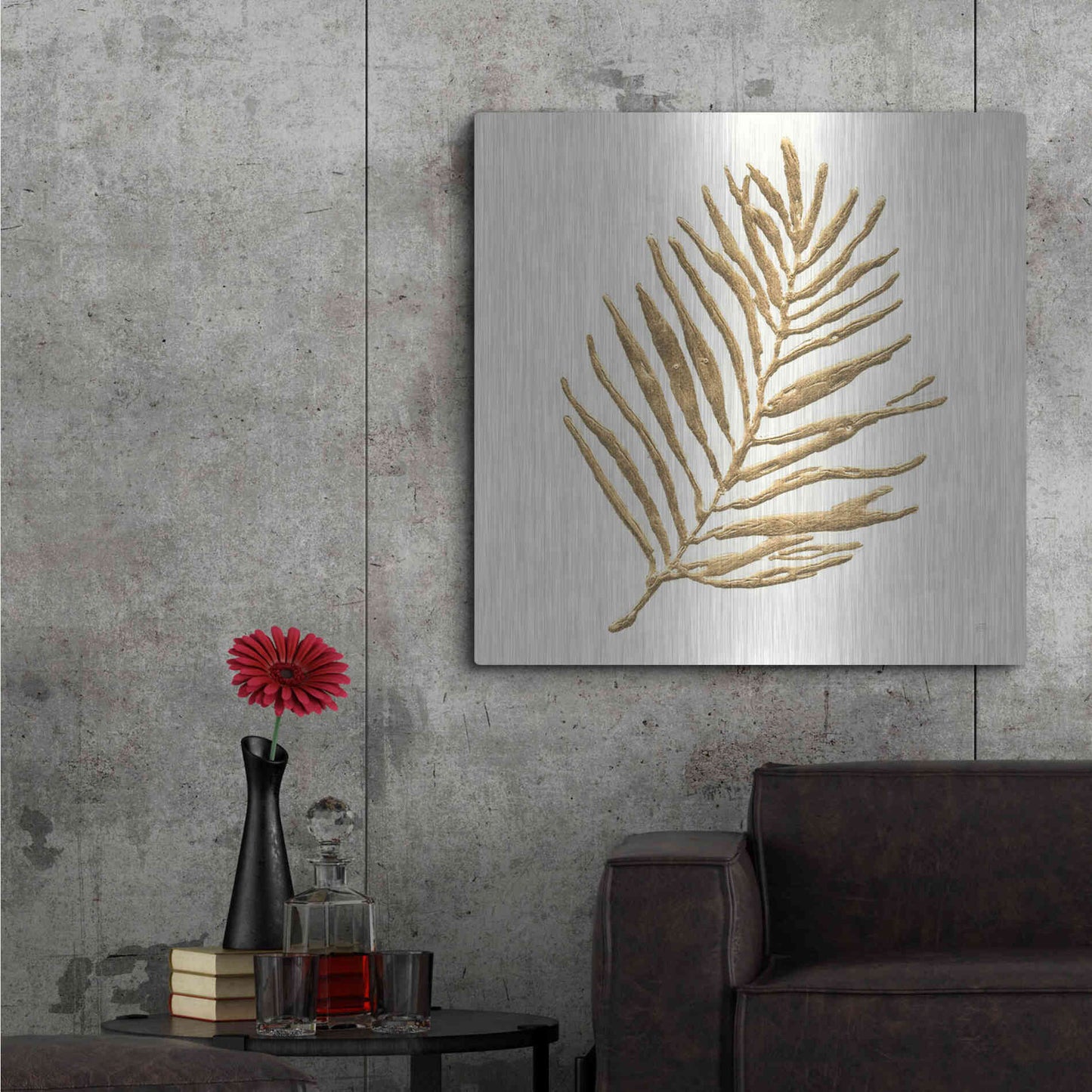 Luxe Metal Art 'Gilded Palm V' by Chris Paschke, Metal Wall Art,36x36