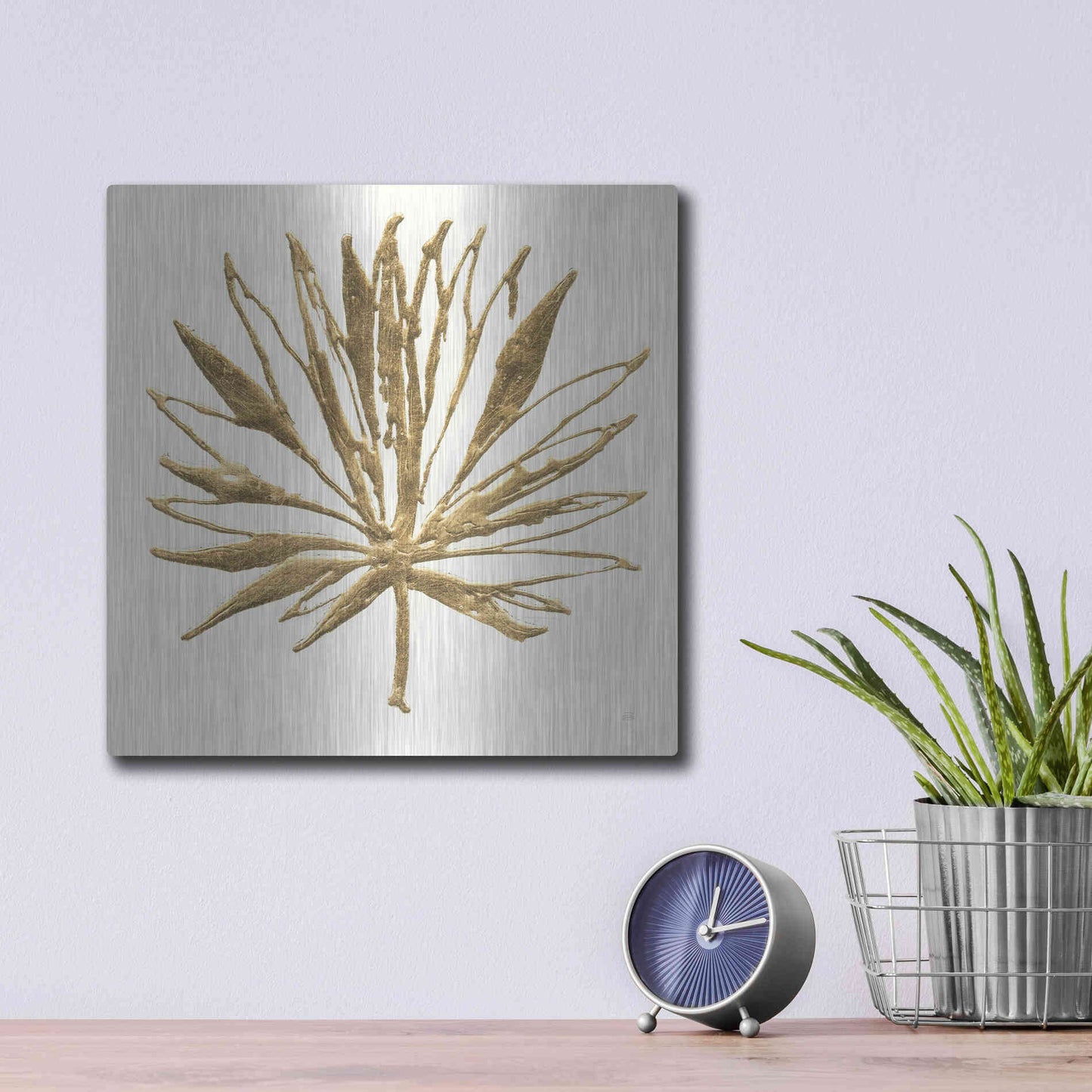 Luxe Metal Art 'Gilded Palm VII' by Chris Paschke, Metal Wall Art,12x12