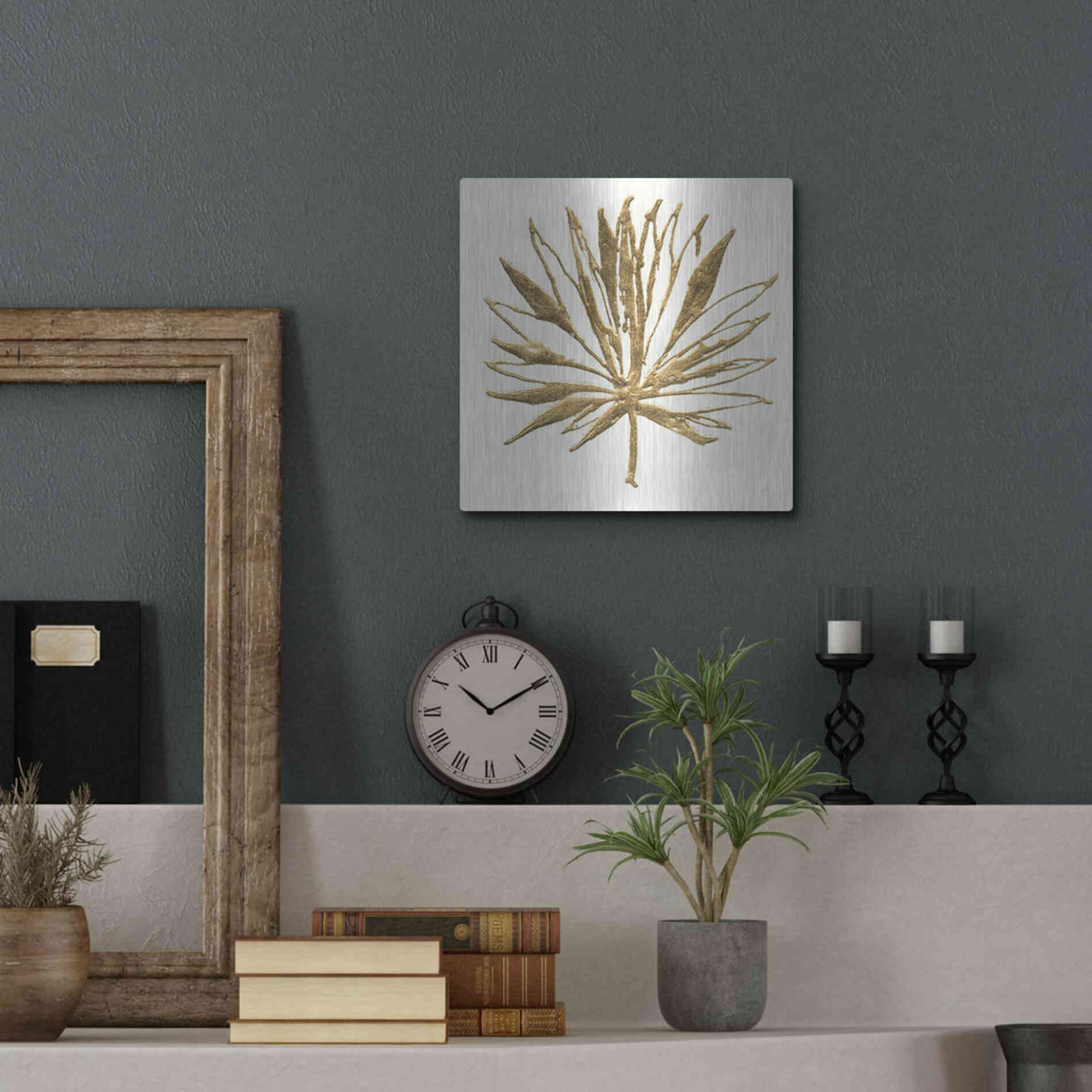 Luxe Metal Art 'Gilded Palm VII' by Chris Paschke, Metal Wall Art,12x12