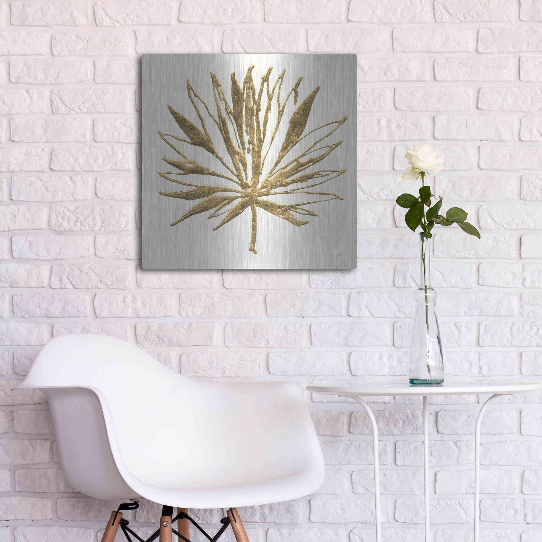 Luxe Metal Art 'Gilded Palm VII' by Chris Paschke, Metal Wall Art,24x24