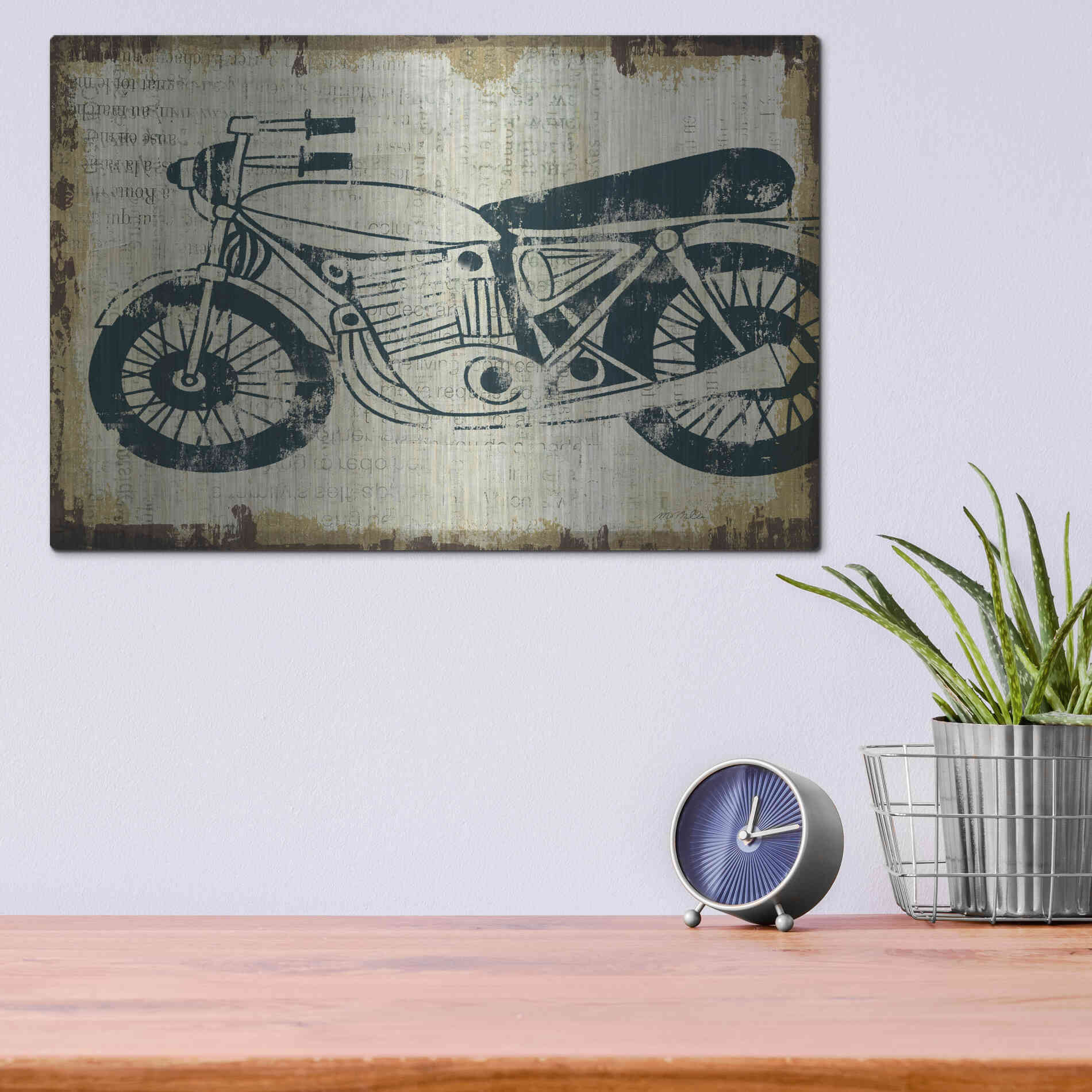 Luxe Metal Art 'American Pop Moto' by Michael Mullan, Metal Wall Art,16x12