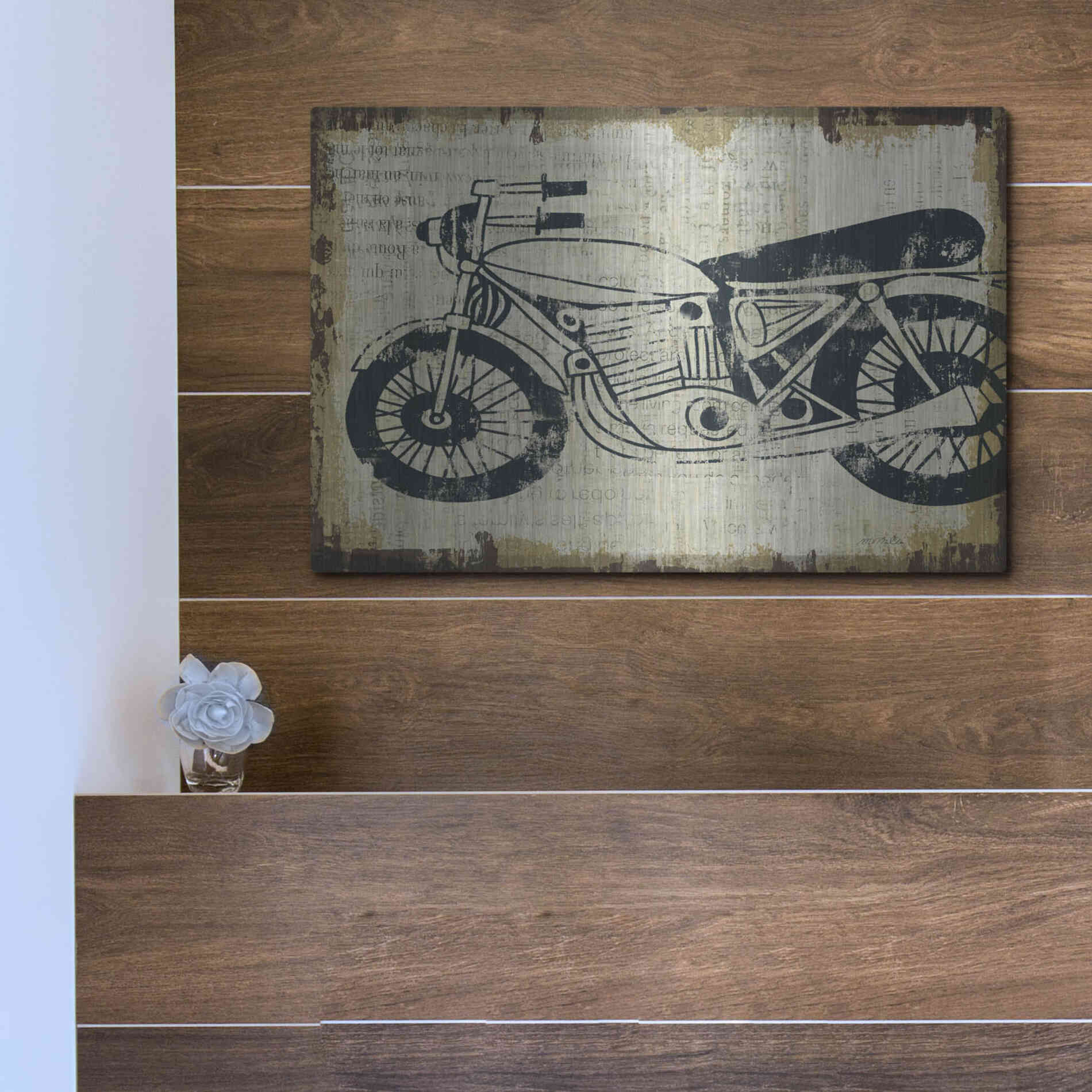 Luxe Metal Art 'American Pop Moto' by Michael Mullan, Metal Wall Art,16x12