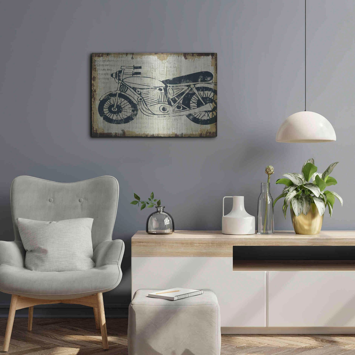 Luxe Metal Art 'American Pop Moto' by Michael Mullan, Metal Wall Art,24x16