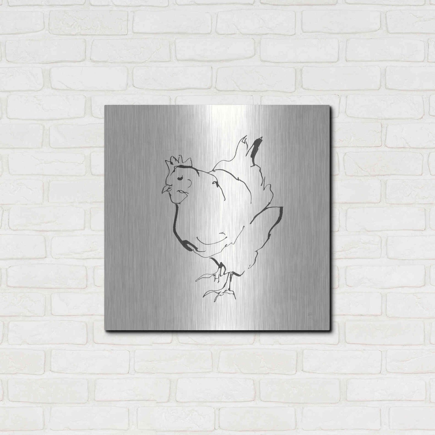 Luxe Metal Art 'Line Chicken II' by Chris Paschke, Metal Wall Art,24x24