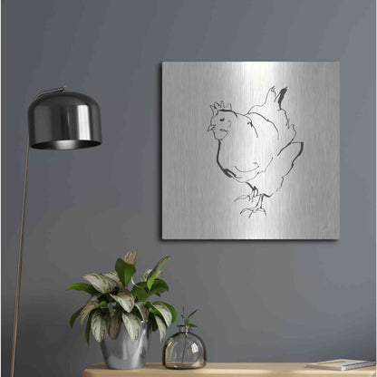 Luxe Metal Art 'Line Chicken II' by Chris Paschke, Metal Wall Art,24x24