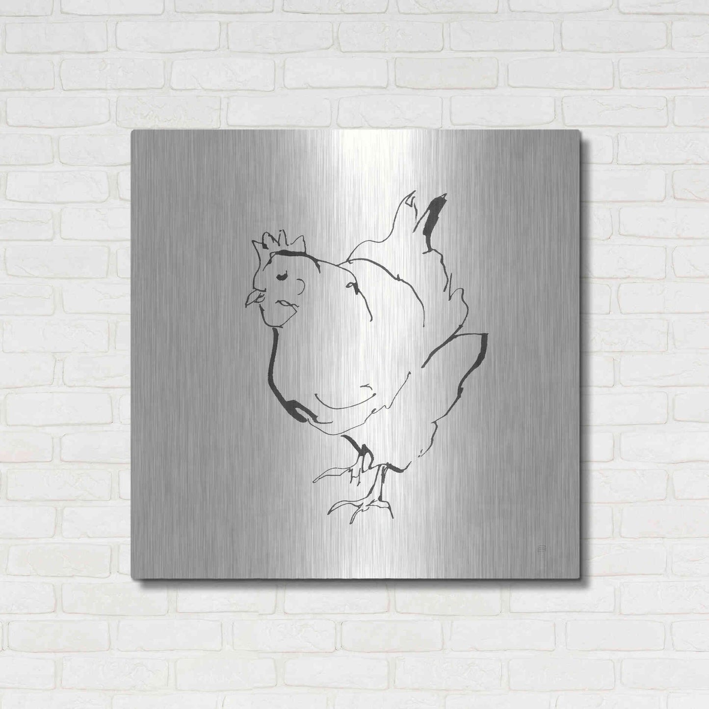 Luxe Metal Art 'Line Chicken II' by Chris Paschke, Metal Wall Art,36x36