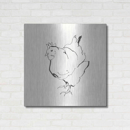 Luxe Metal Art 'Line Chicken II' by Chris Paschke, Metal Wall Art,36x36