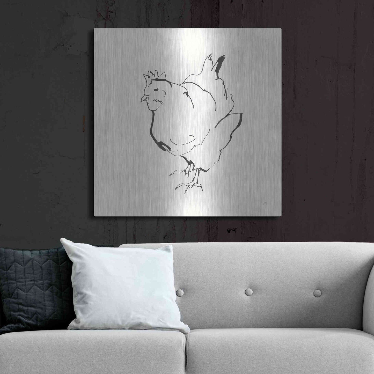 Luxe Metal Art 'Line Chicken II' by Chris Paschke, Metal Wall Art,36x36