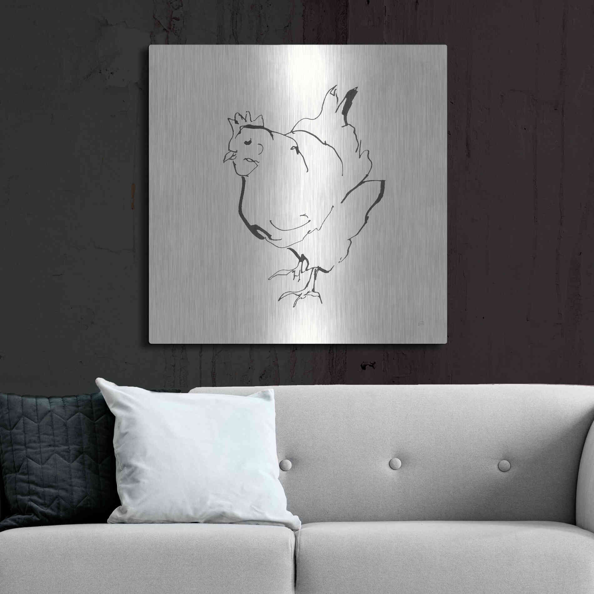 Luxe Metal Art 'Line Chicken II' by Chris Paschke, Metal Wall Art,36x36