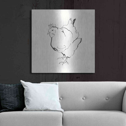 Luxe Metal Art 'Line Chicken II' by Chris Paschke, Metal Wall Art,36x36