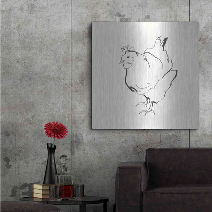 Luxe Metal Art 'Line Chicken II' by Chris Paschke, Metal Wall Art,36x36