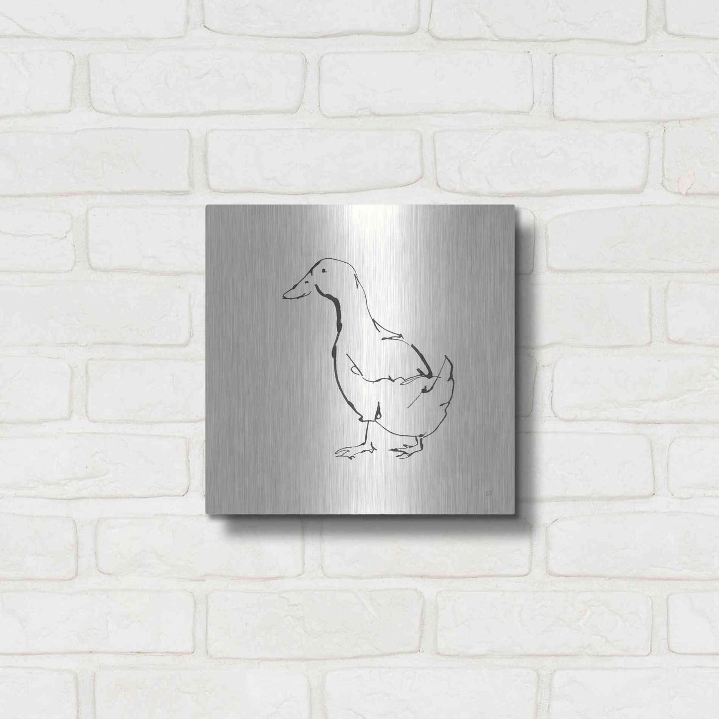 Luxe Metal Art 'Line Duck I' by Chris Paschke, Metal Wall Art,12x12