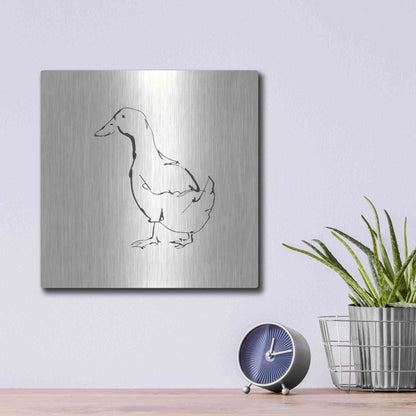 Luxe Metal Art 'Line Duck I' by Chris Paschke, Metal Wall Art,12x12