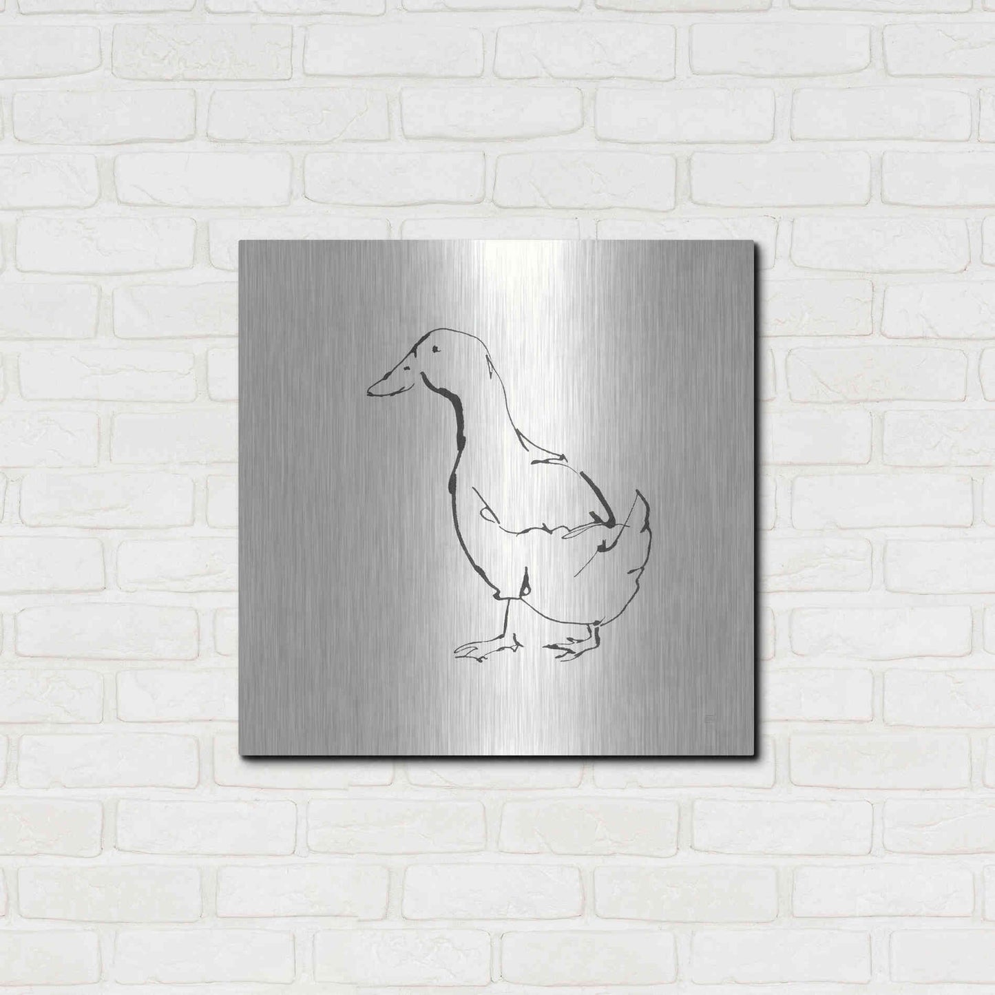 Luxe Metal Art 'Line Duck I' by Chris Paschke, Metal Wall Art,24x24