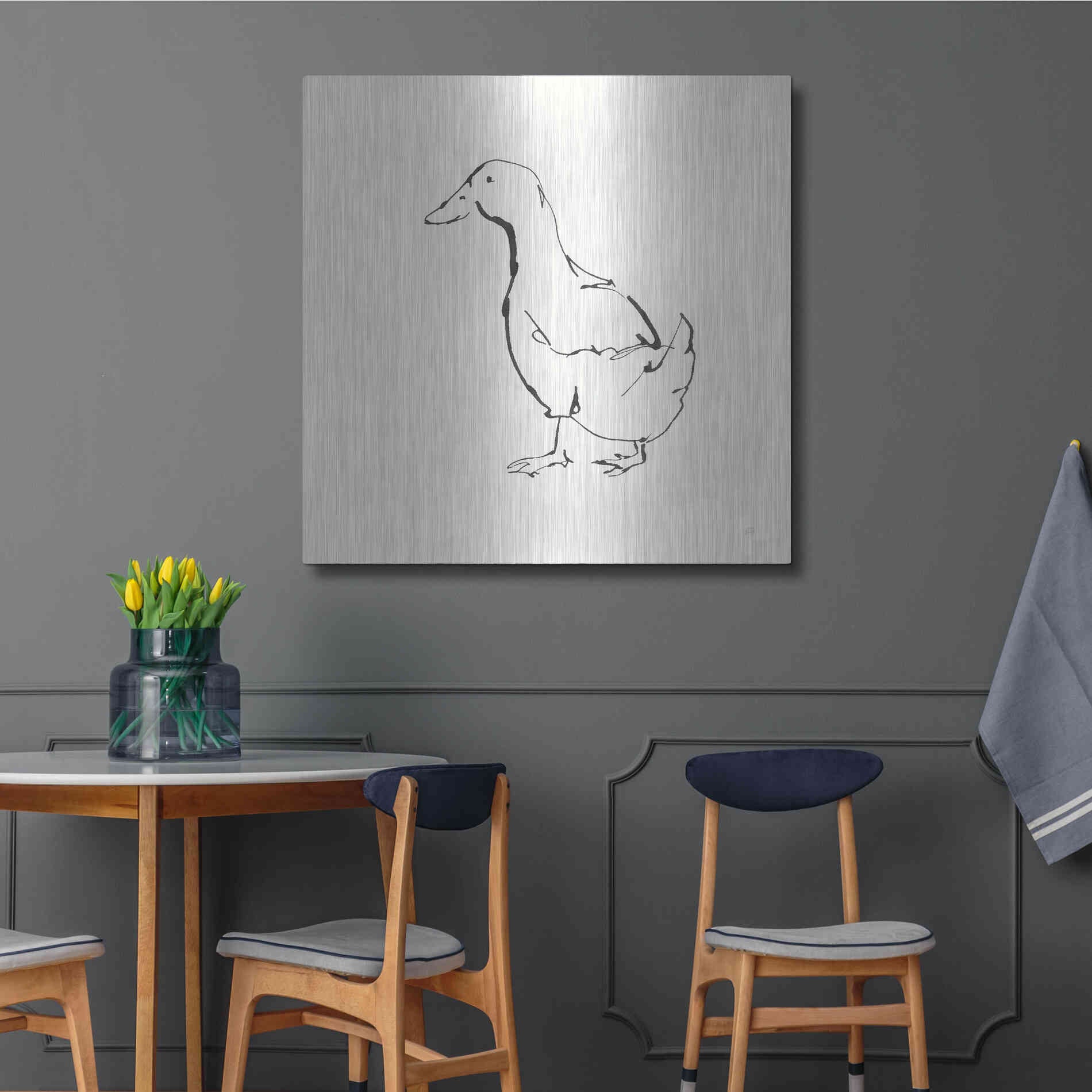 Luxe Metal Art 'Line Duck I' by Chris Paschke, Metal Wall Art,36x36